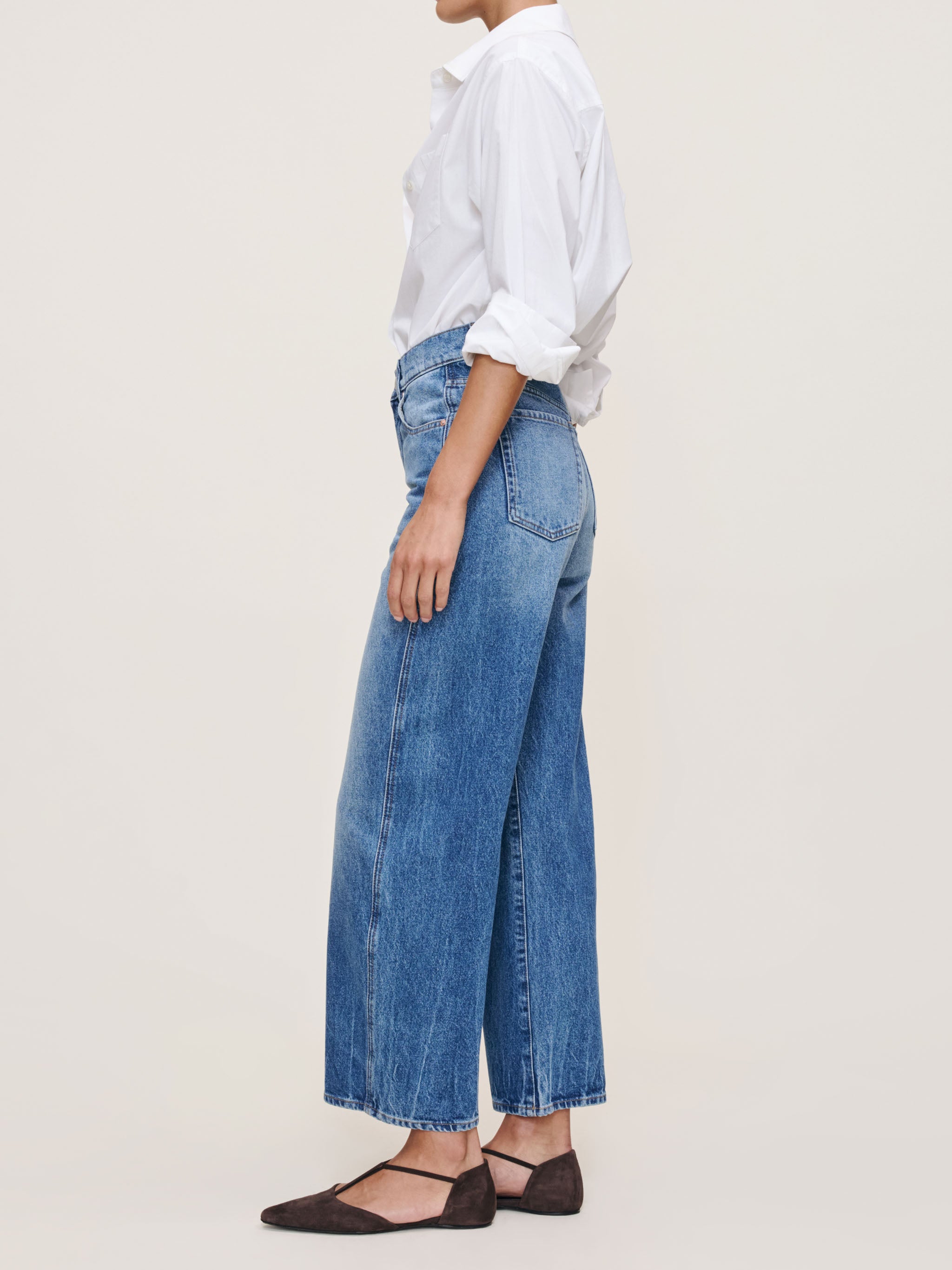 Taylor Relaxed Barrel High Rise Ankle Jeans | North Water