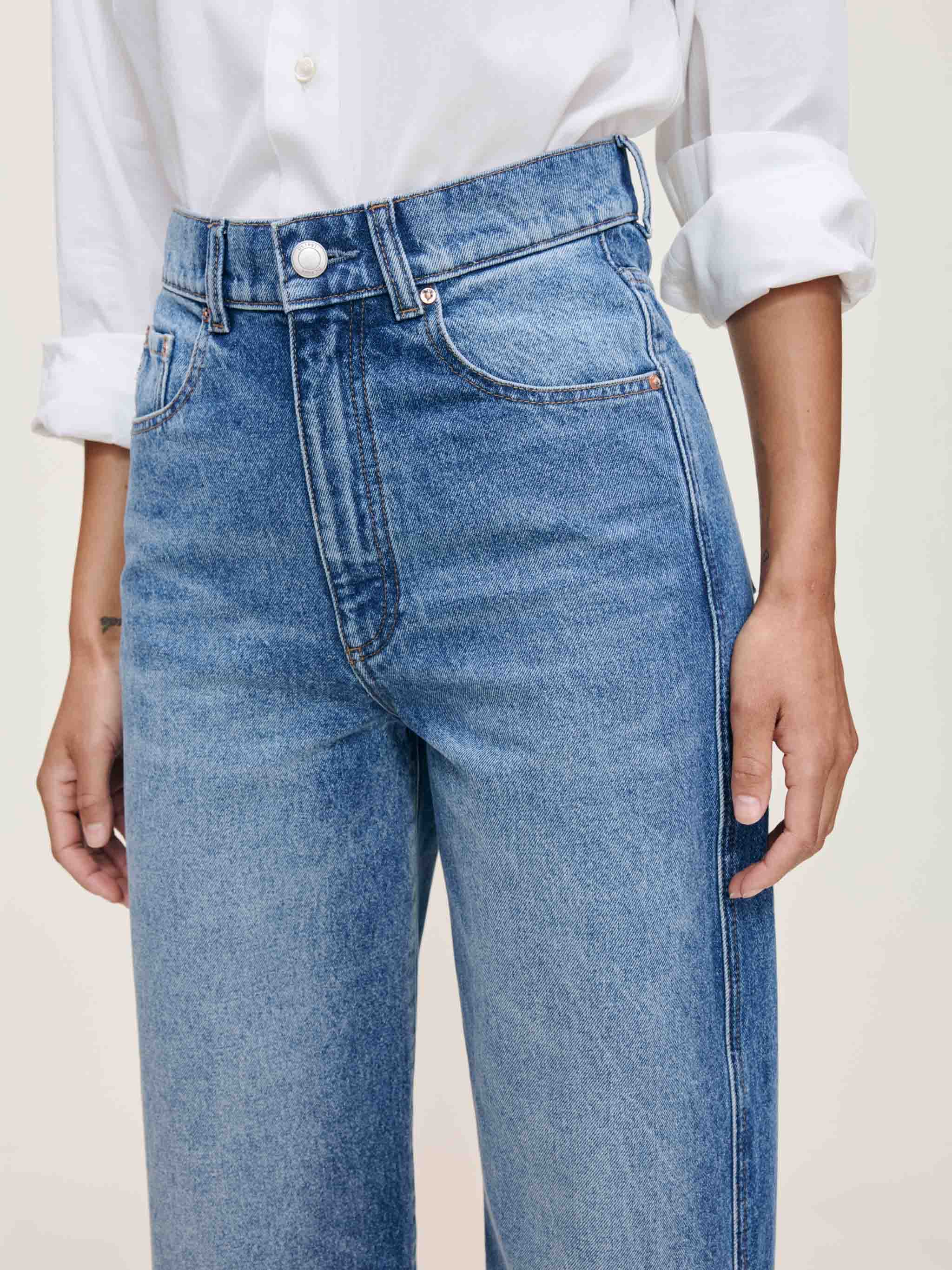 Taylor Relaxed Barrel High Rise Ankle Jeans | North Water