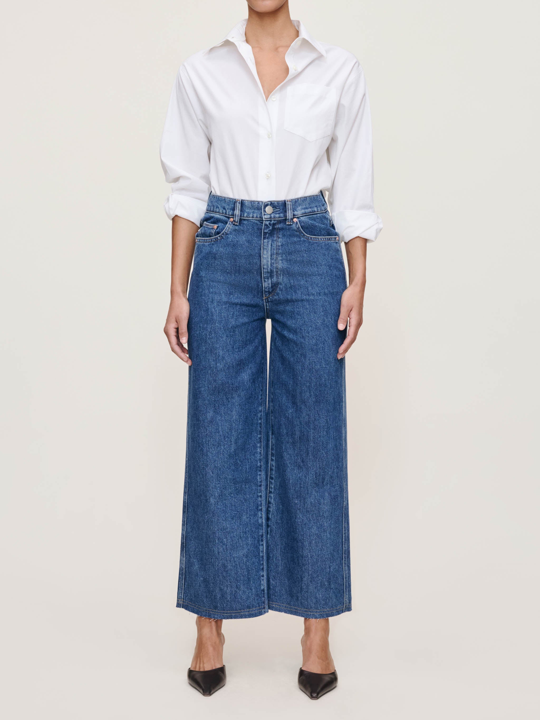 Hepburn Wide Leg High Rise Ankle Jeans | North Beach