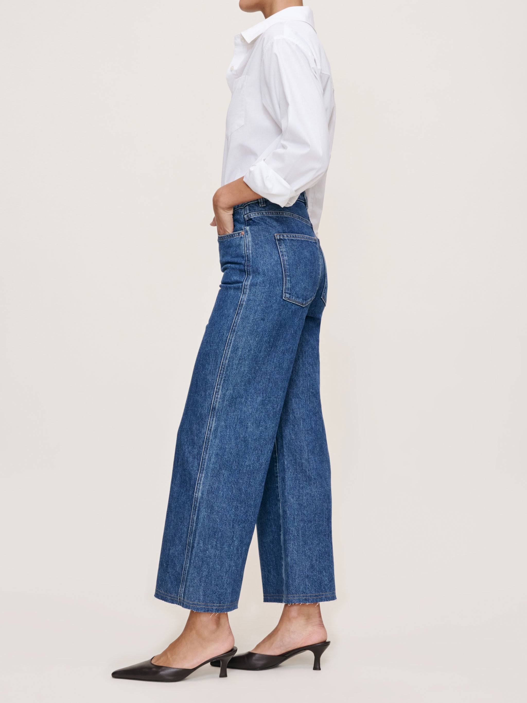 Hepburn Wide Leg High Rise Ankle Jeans | North Beach