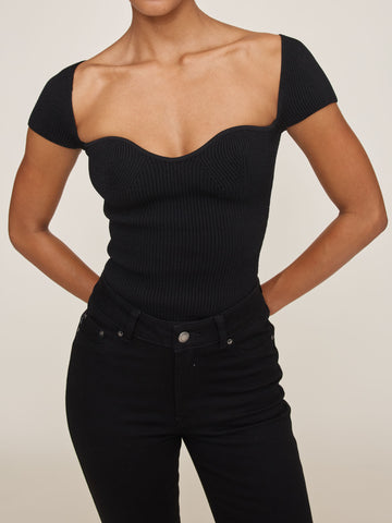 トップス ANDWANG Insignia Ribbon Knit Top black TOPS