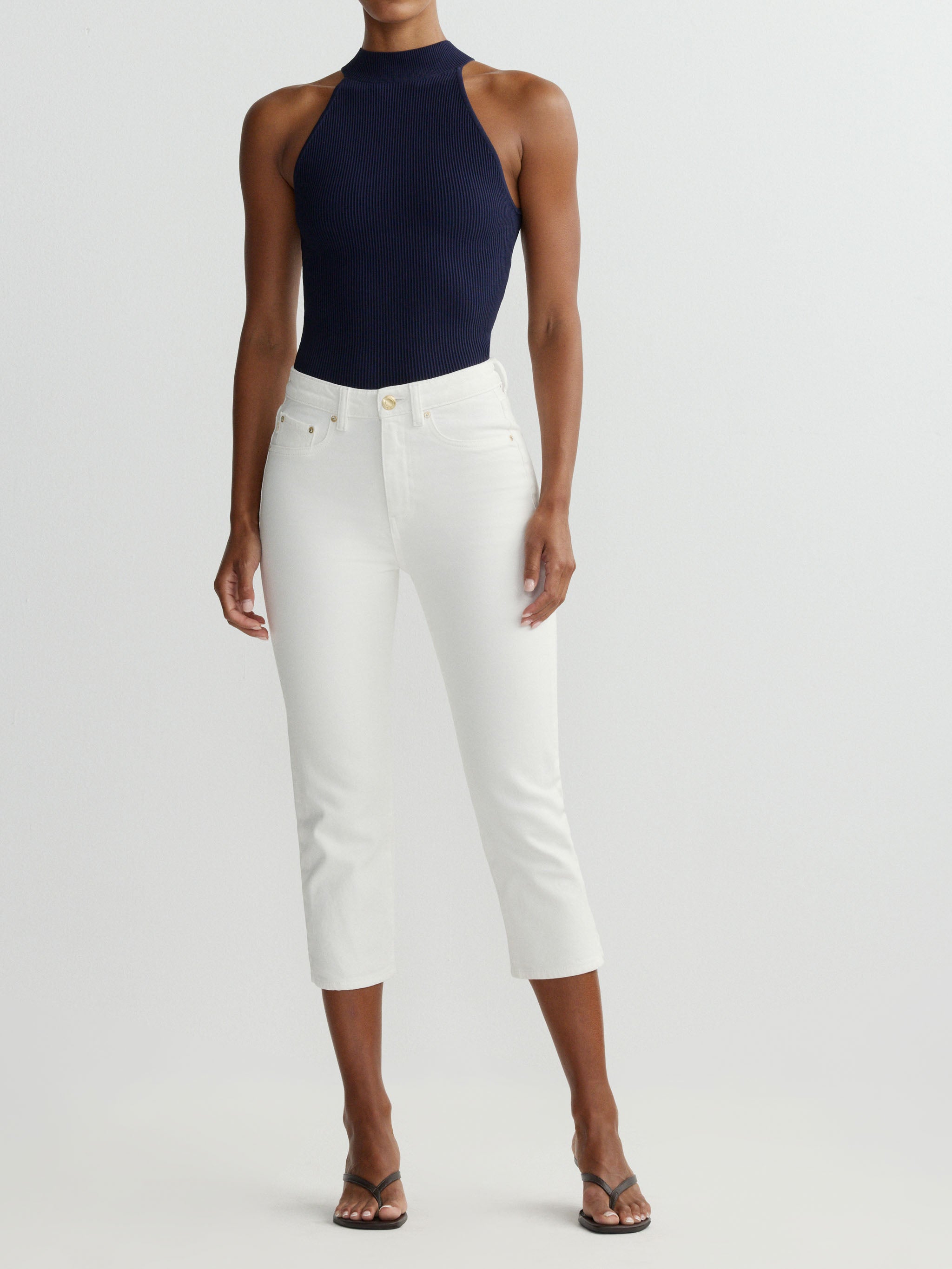 Mock Neck Top Instasculpt™ Rib | Bright Navy