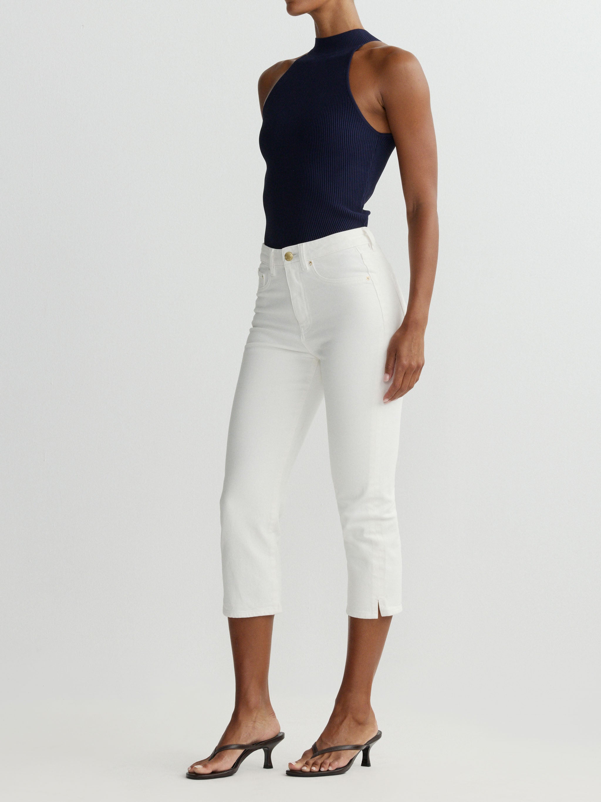 DL1961 Kristy High Rise Capri in White