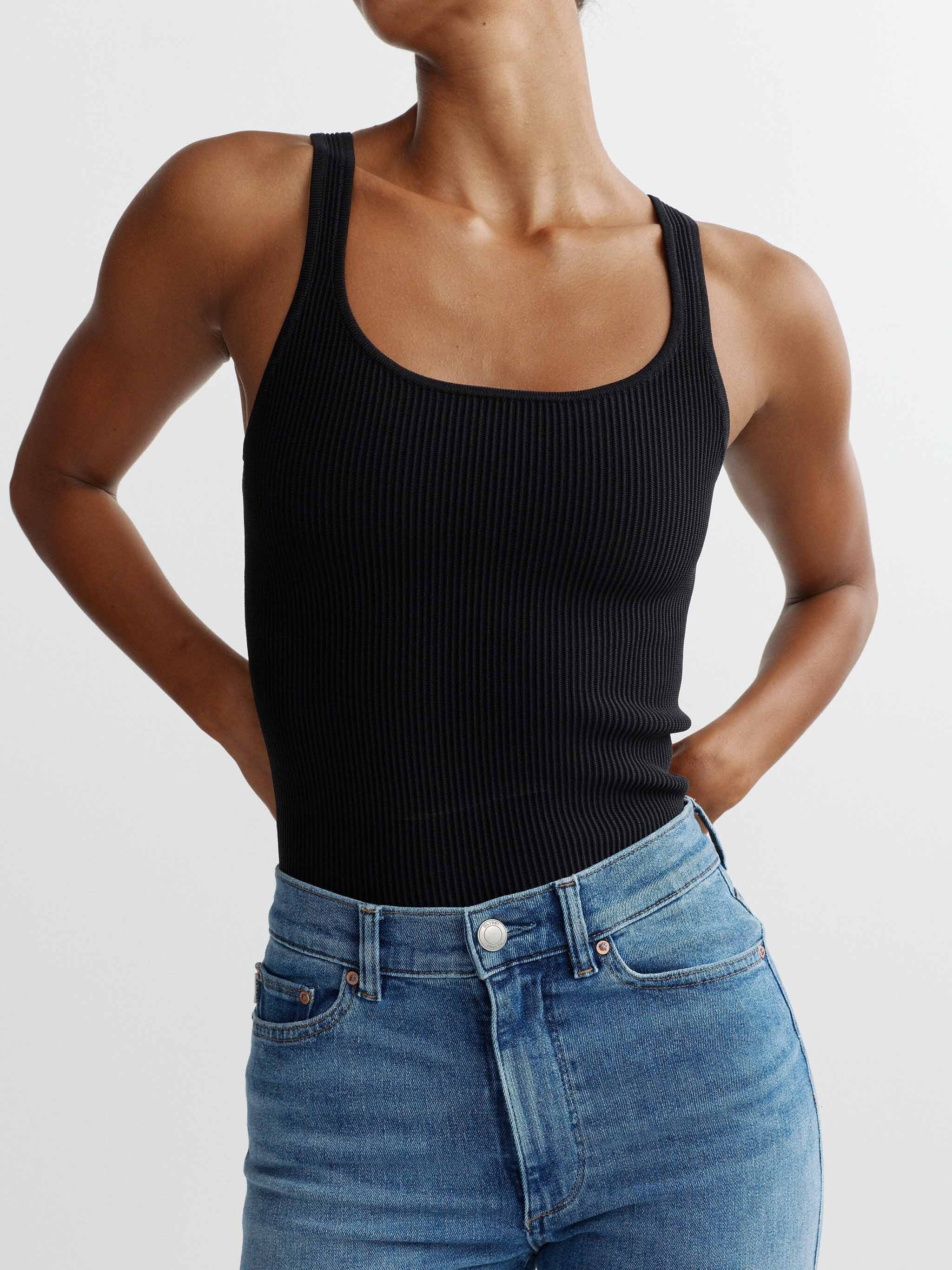 Scoop Neck Tank Instasculpt™ Rib | Black