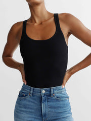 Scoop Neck Tank Instasculpt™ Rib | Black