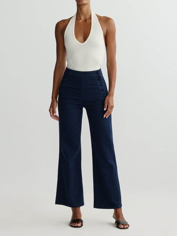 Karmine Refined Wide Leg High Rise 28" Jeans | Bright Navy