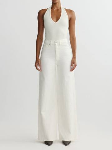 DL1961 women's Hepburn Wide Leg High Rise 32" Jeans in Eggshell (white)