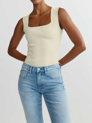 Square Neck Top Instasculpt™ Rib | Ivory