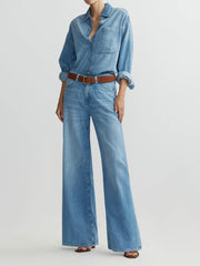 Alex Baggy Wide Leg Low Rise 32” Jeans | Riverbank Aura