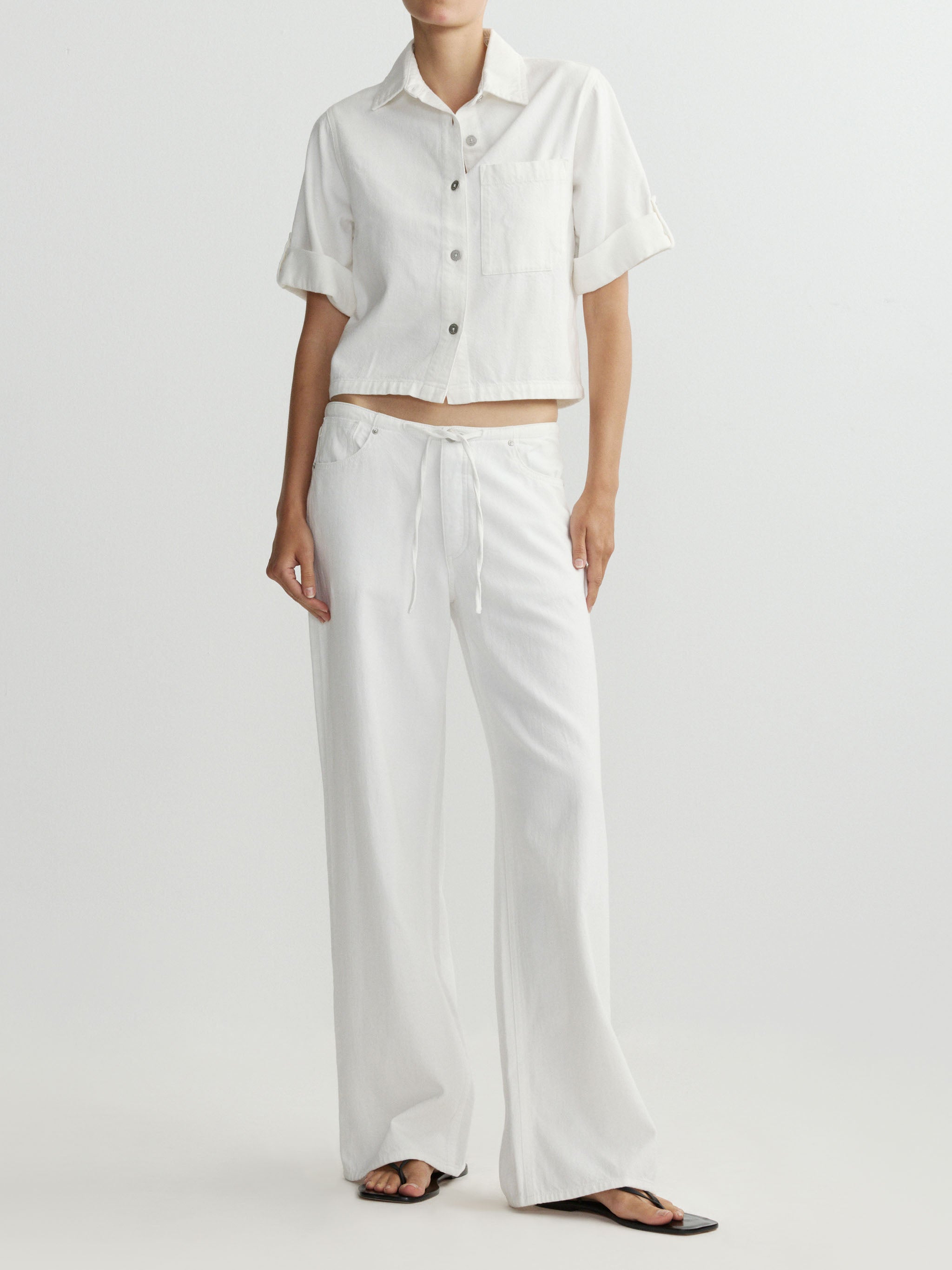 Montauk Shirt Cuffed Sleeve | White Aura