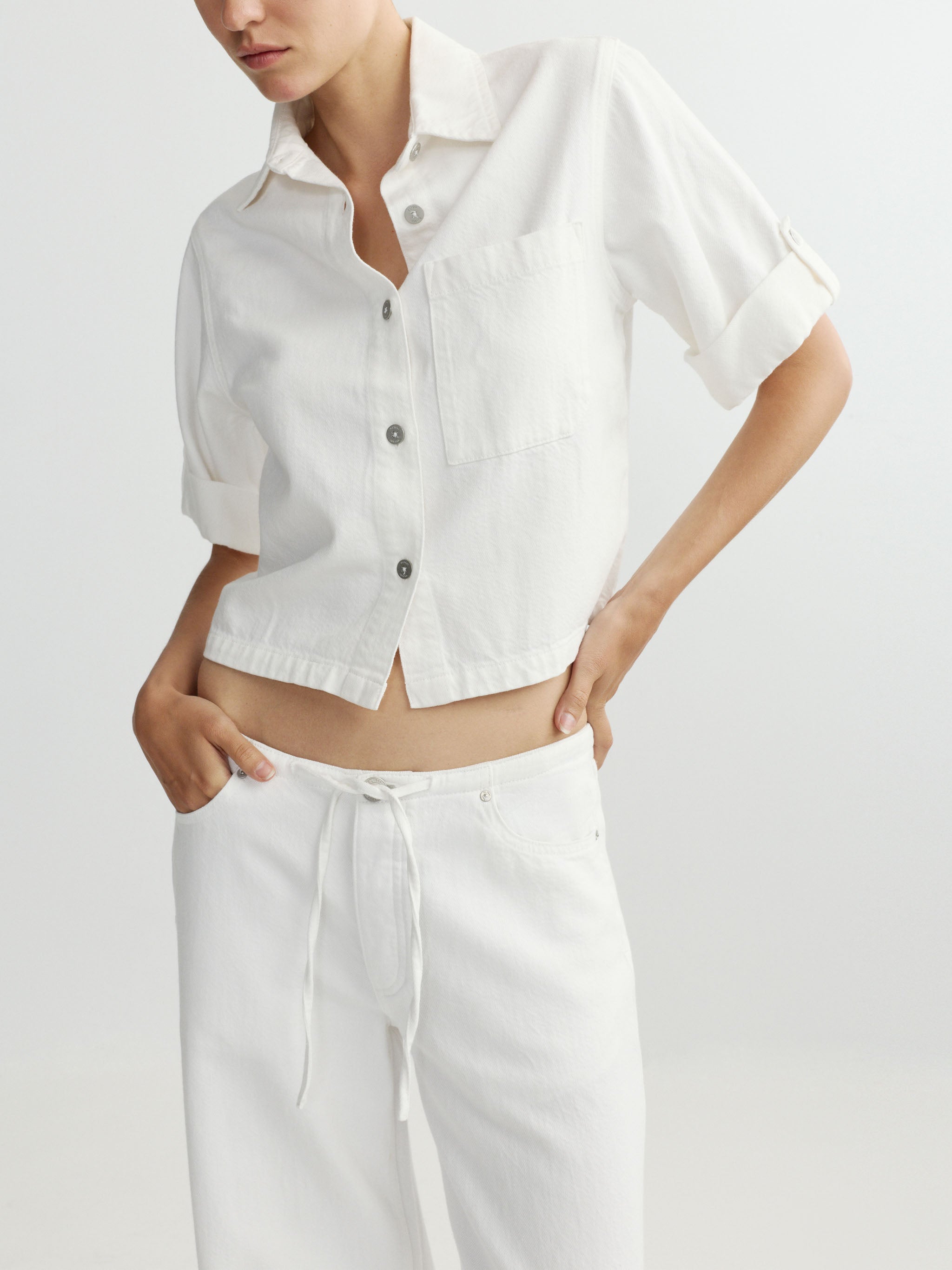 Montauk Shirt Cuffed Sleeve | White Aura