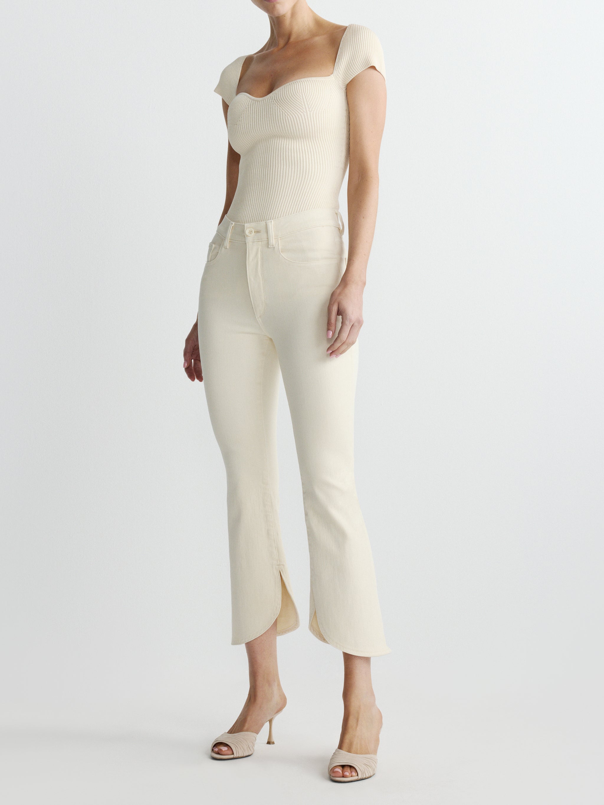 Bridget Boot High Rise Instasculpt™ Crop Jeans | Crema Scalloped
