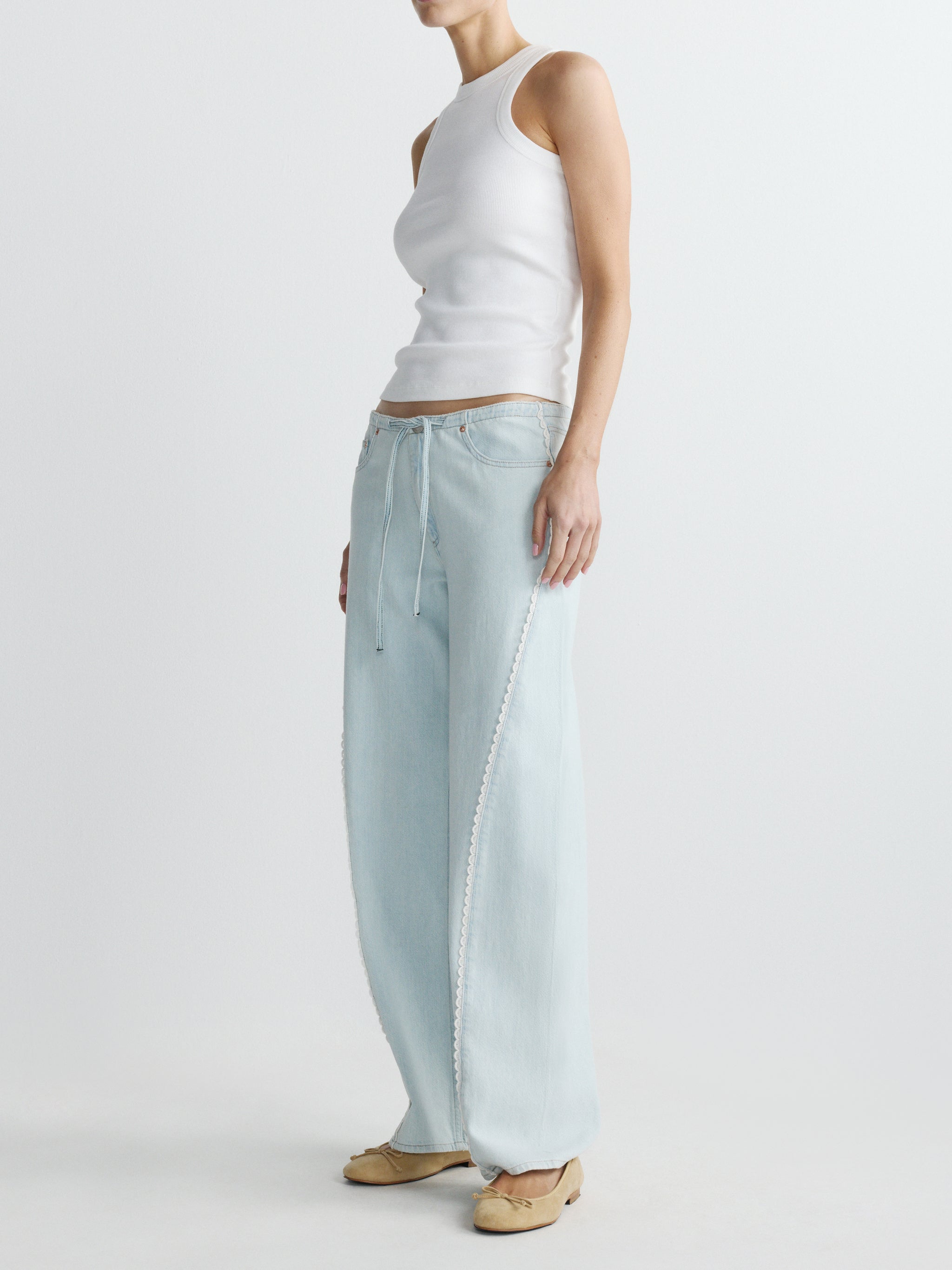 Ribbed Tank High Neck | White