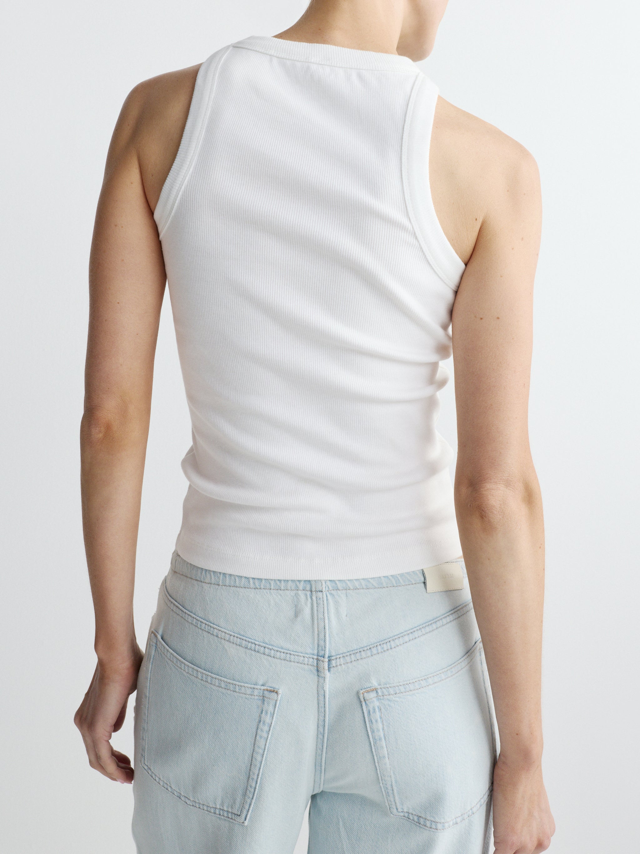 Ribbed Tank High Neck | White