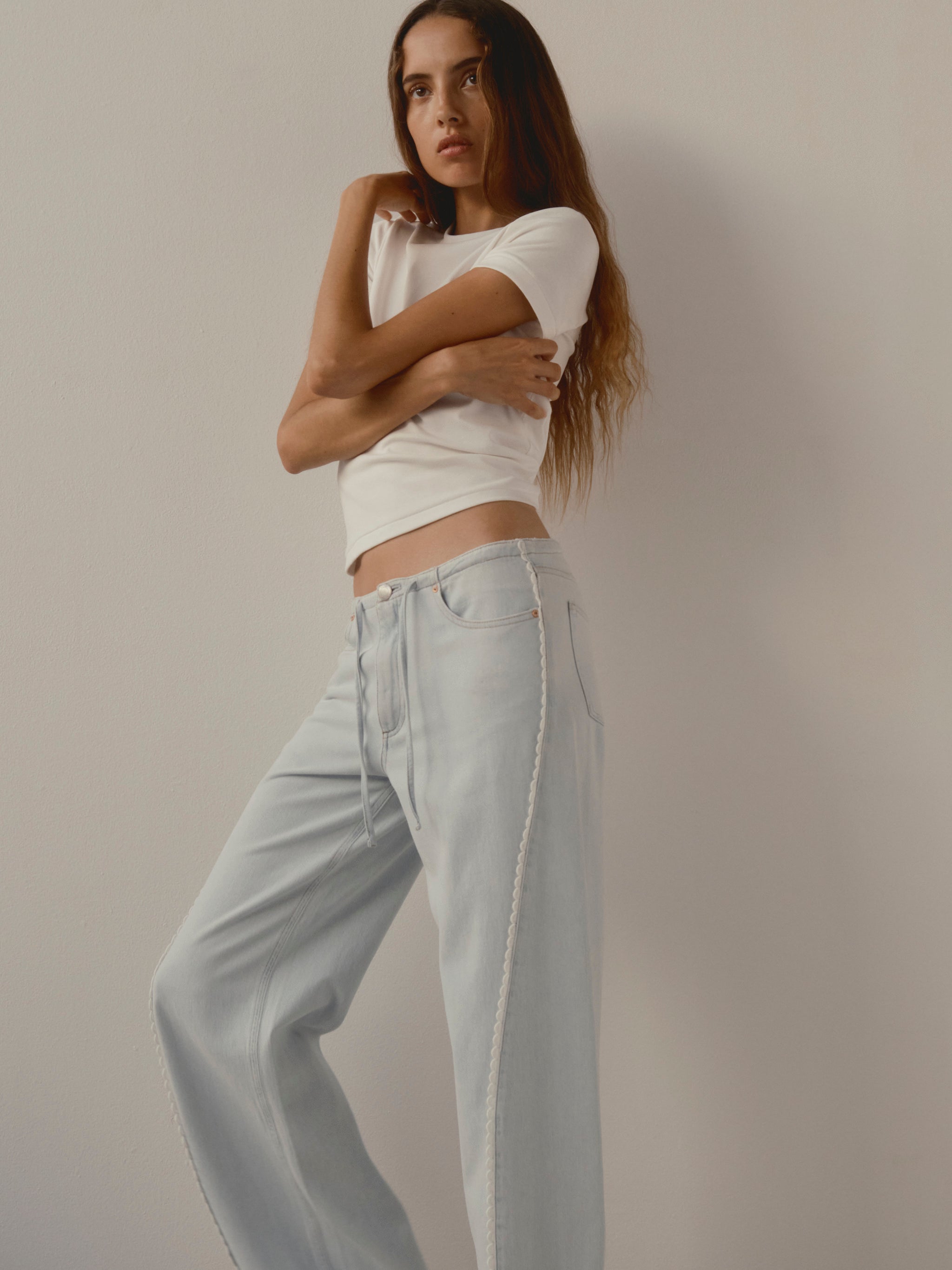 Sienna Low-Slung Wide Leg Relaxed 31” Jeans | Saltstone Lace