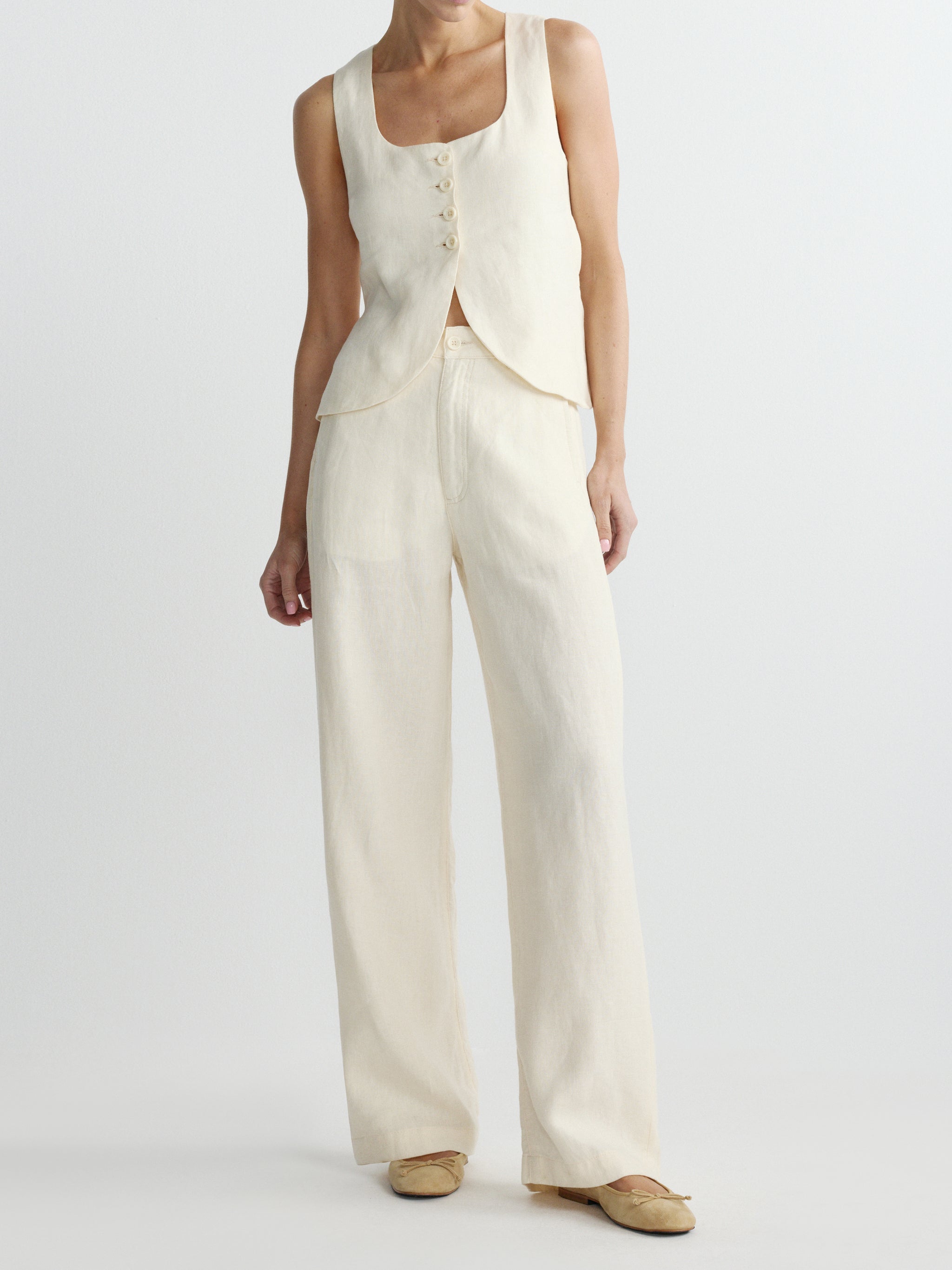 Mona Vest | Crema Linen