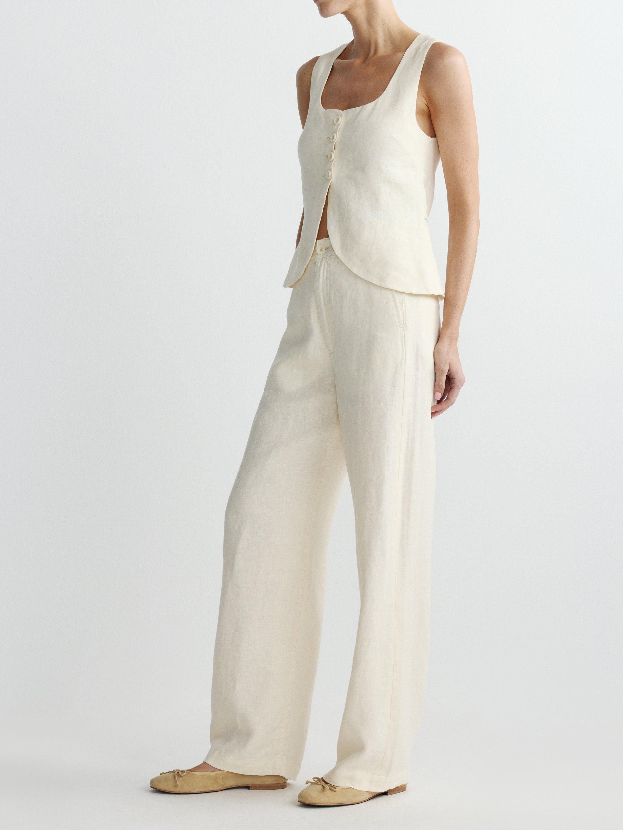 Mona Vest | Crema Linen