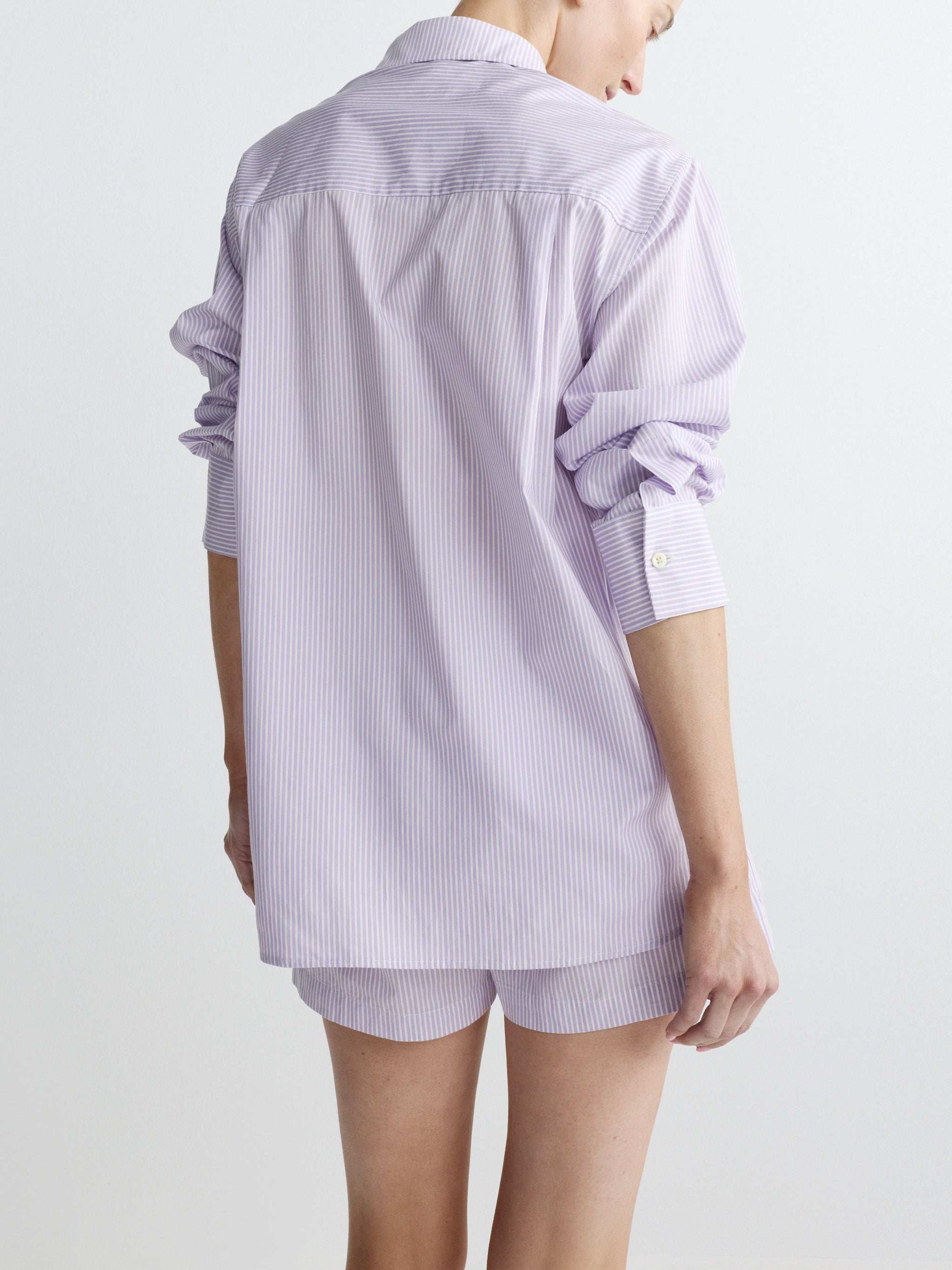 Faye Oversized Shirt | Lilac Stripe