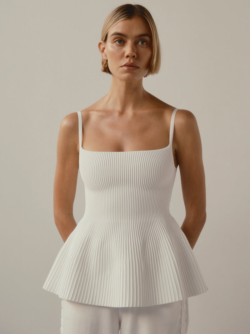 Peplum Tank Instasculpt™ Rib | White