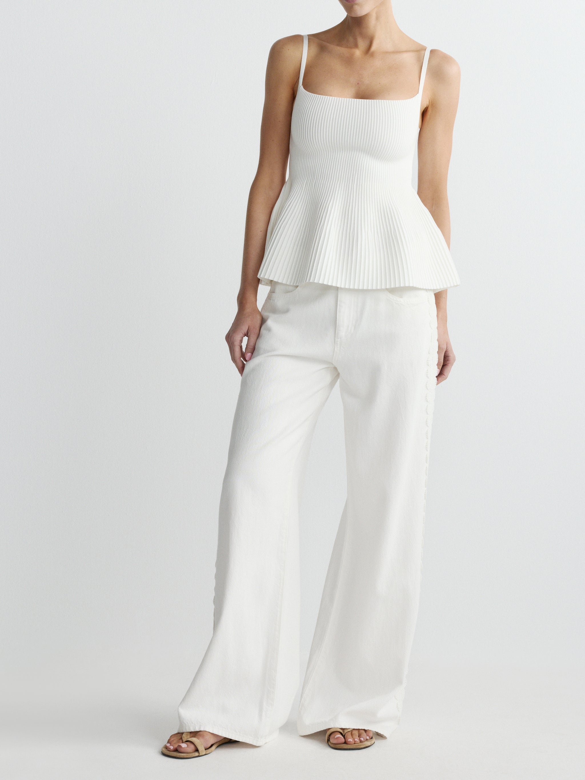 Peplum Tank Instasculpt™ Rib | White
