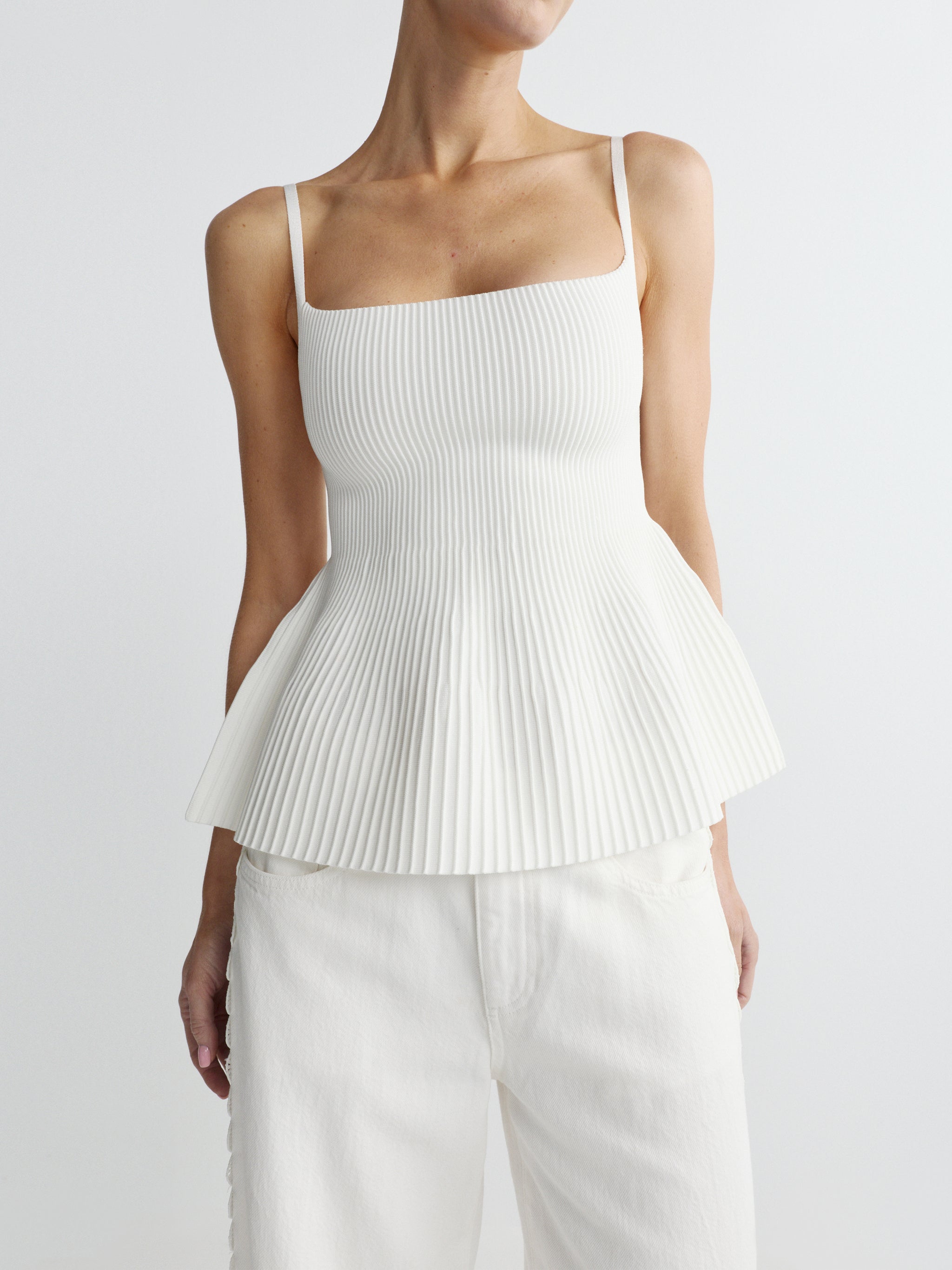 Peplum Tank Instasculpt™ Rib | White