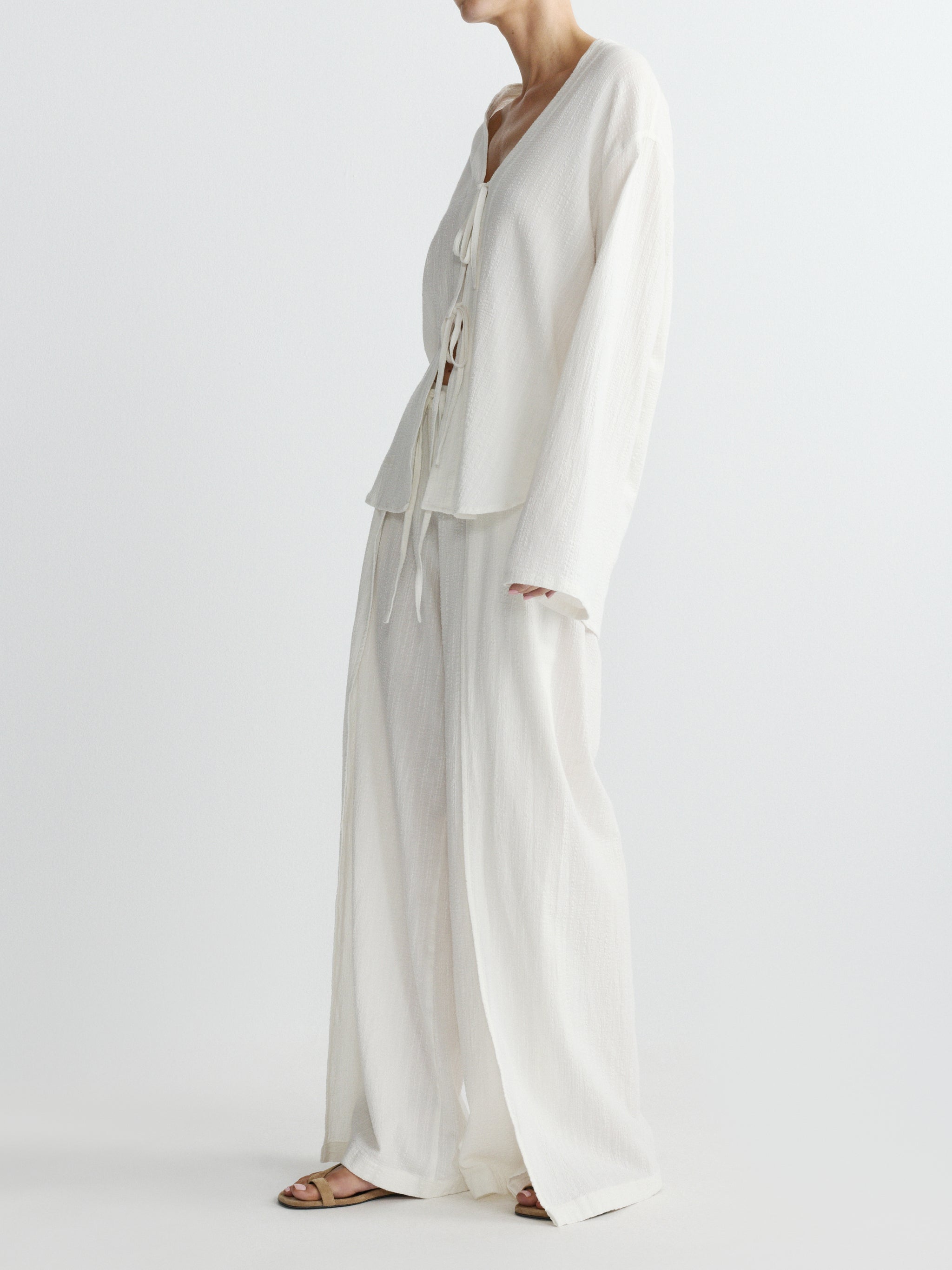 Faye Tie Shirt | White Gauze