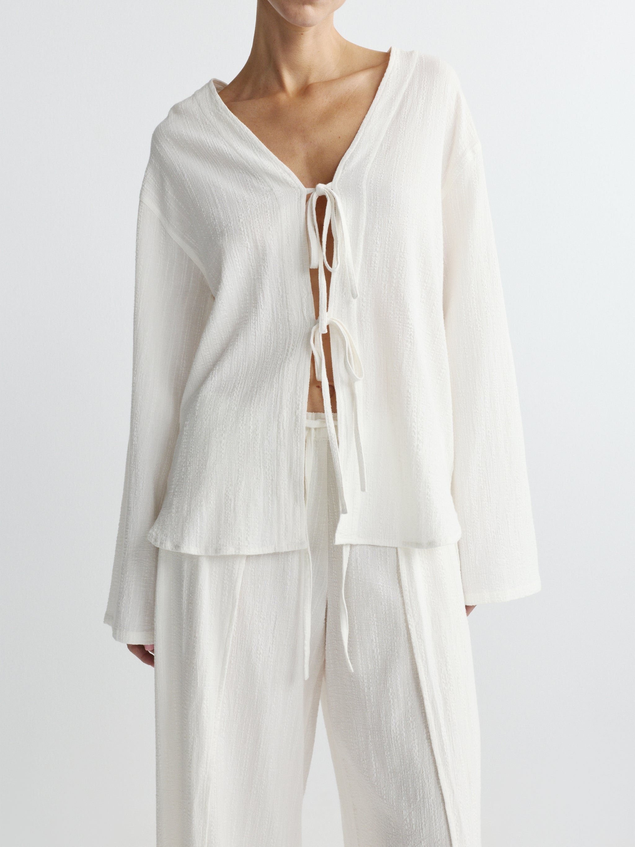 Faye Tie Shirt | White Gauze