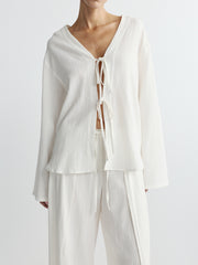 Faye Tie Shirt | White Gauze