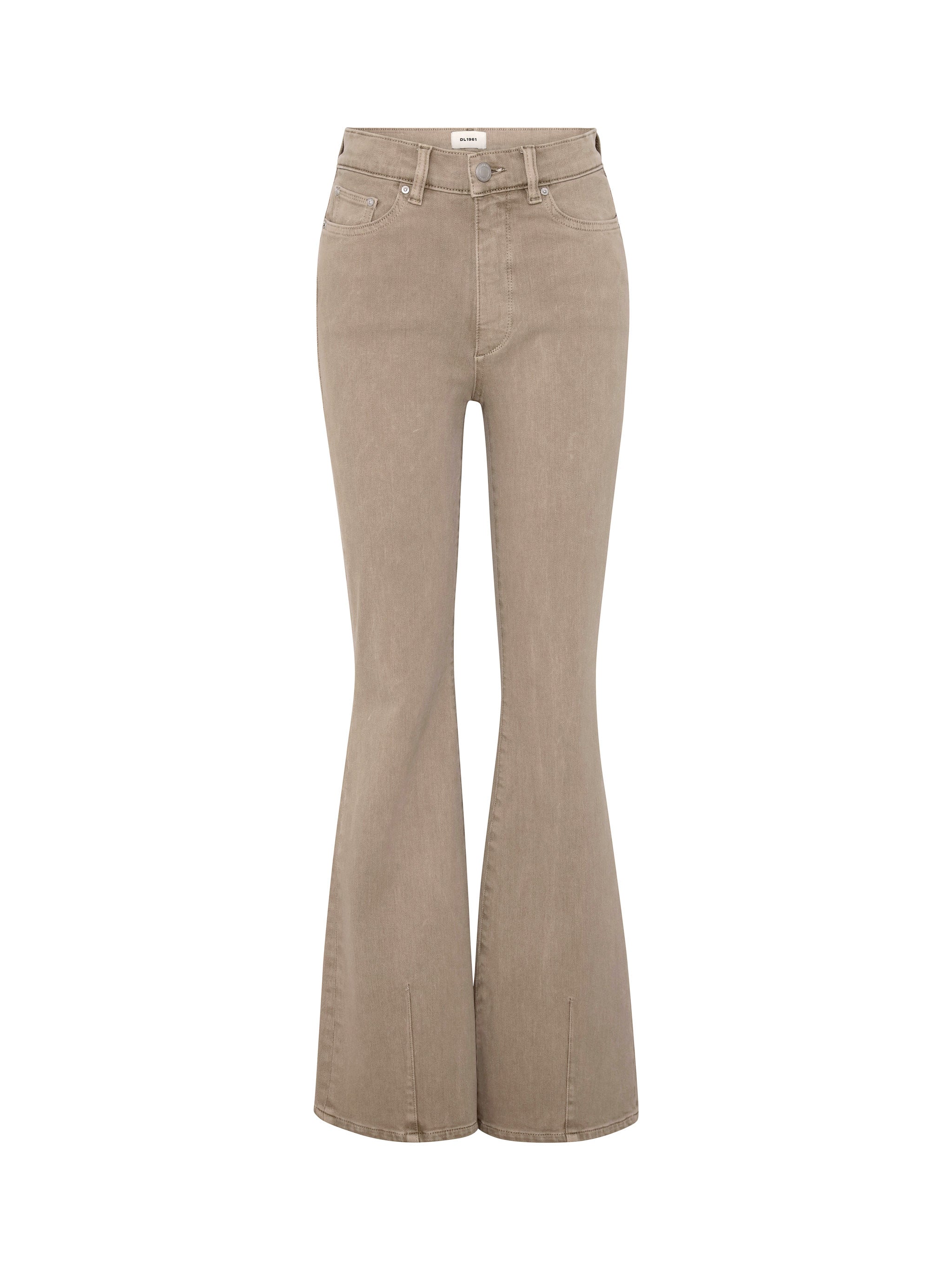 Bridget Boot jeans in Desert, ghost-mannequin product shot on white, front view.
