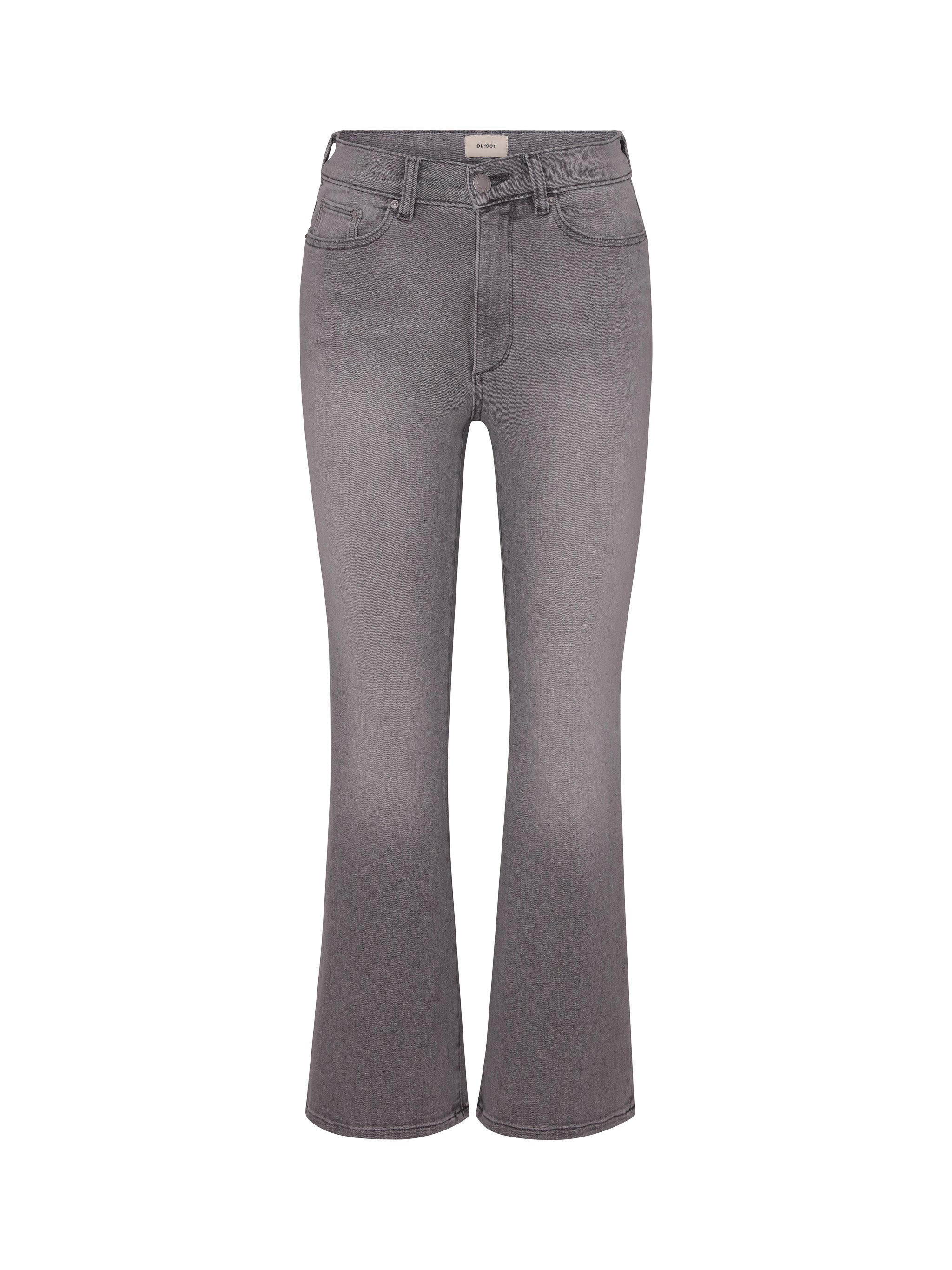 Bridget Boot jeans in Light Smoke, ghost-mannequin product shot on white, front view.