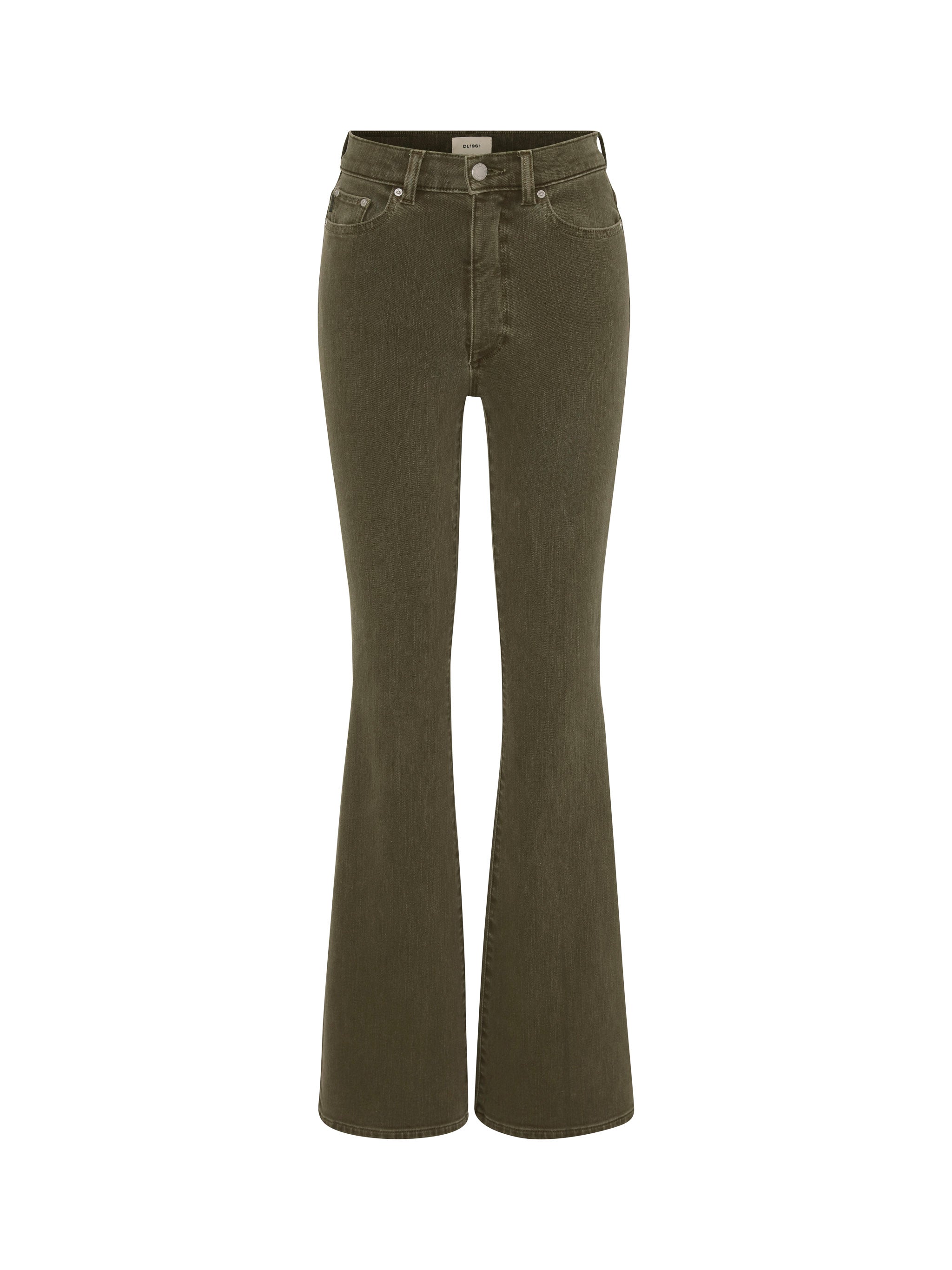 Bridget Boot jeans in Pine, ghost-mannequin product shot on white, front view.
