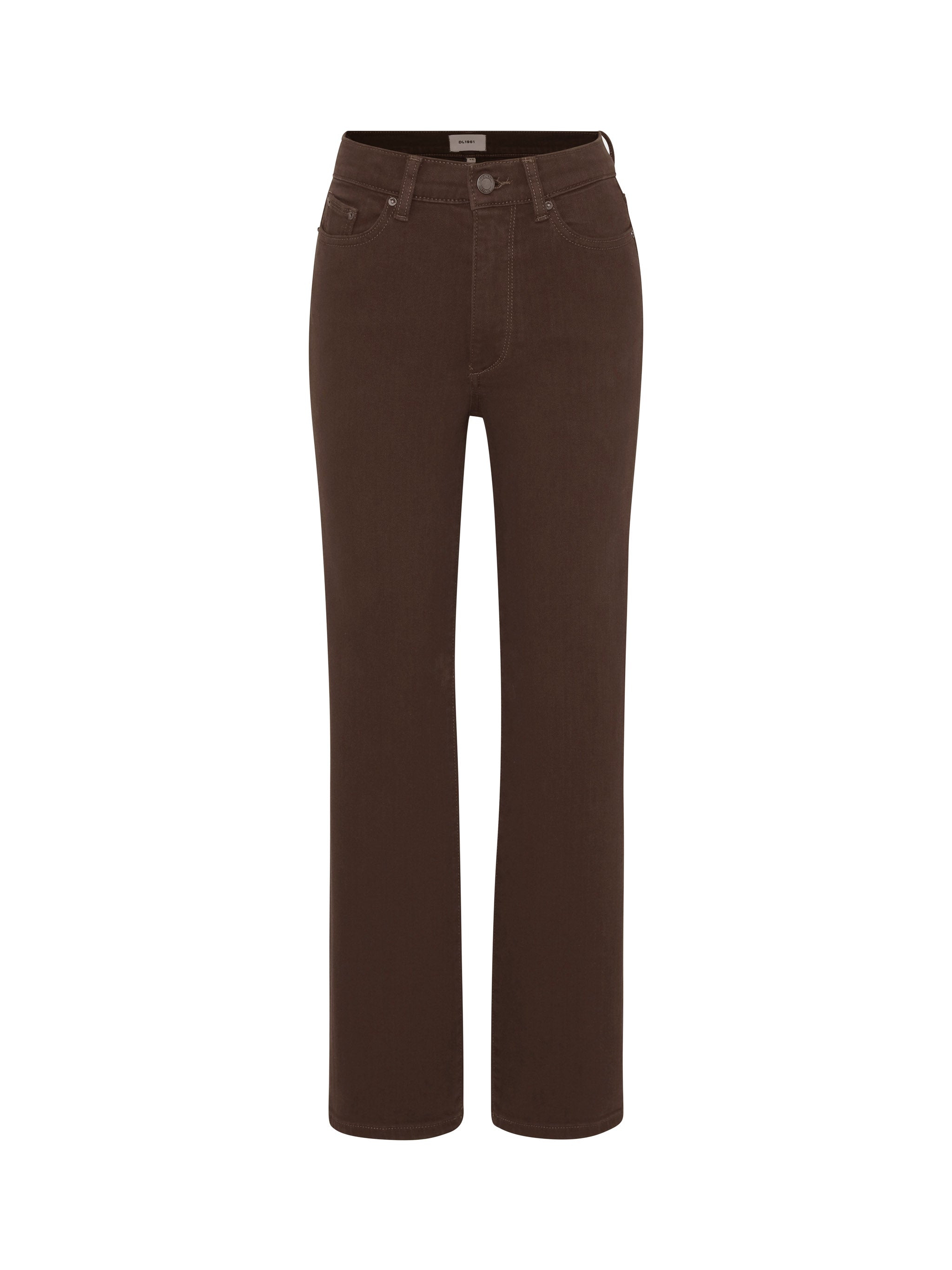 Halle Straight jeans in Brownstone, ghost-mannequin product shot on white, front view.