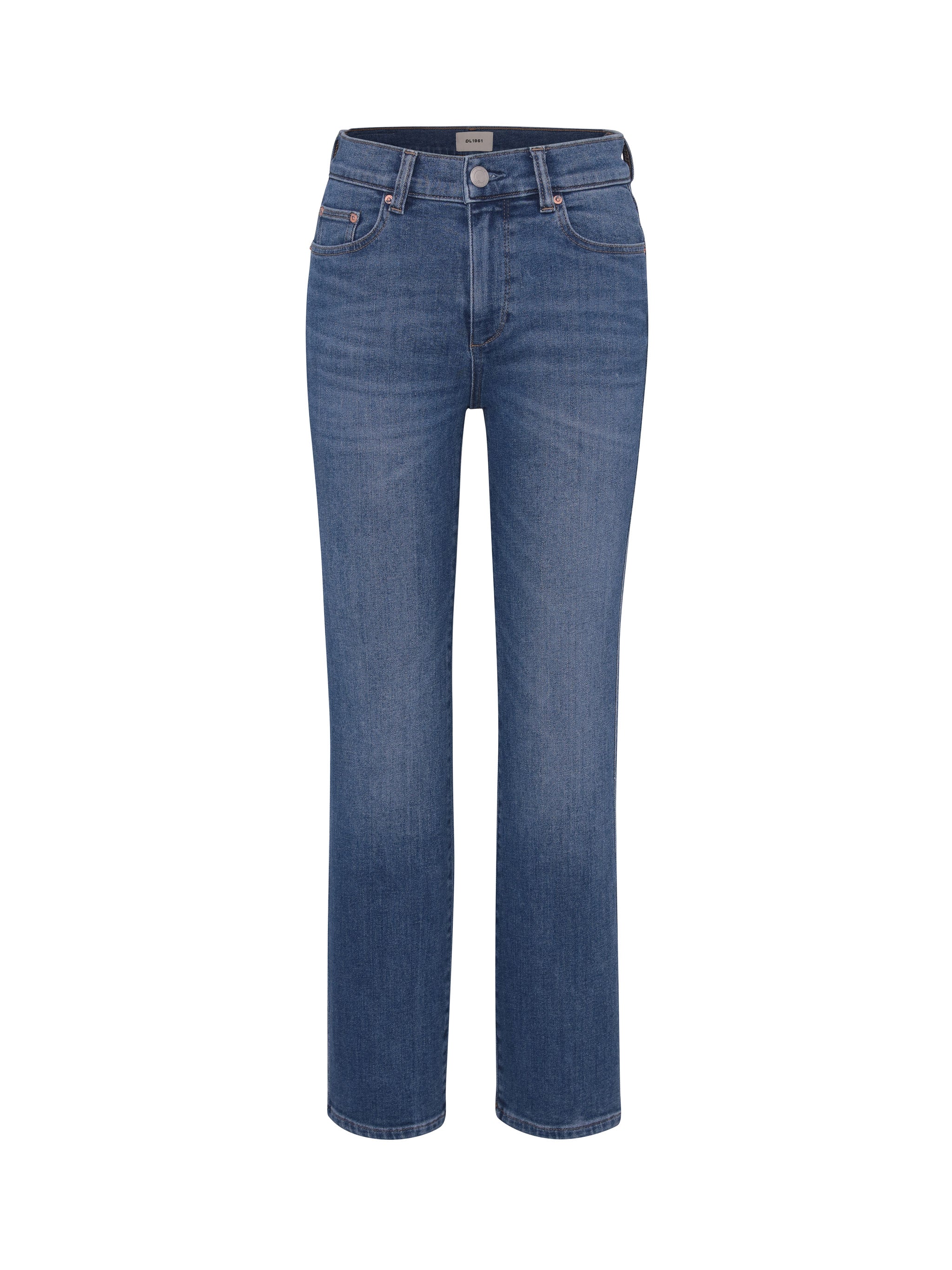 Mara Straight jeans in Crisp Air, ghost-mannequin product shot on white, front view.