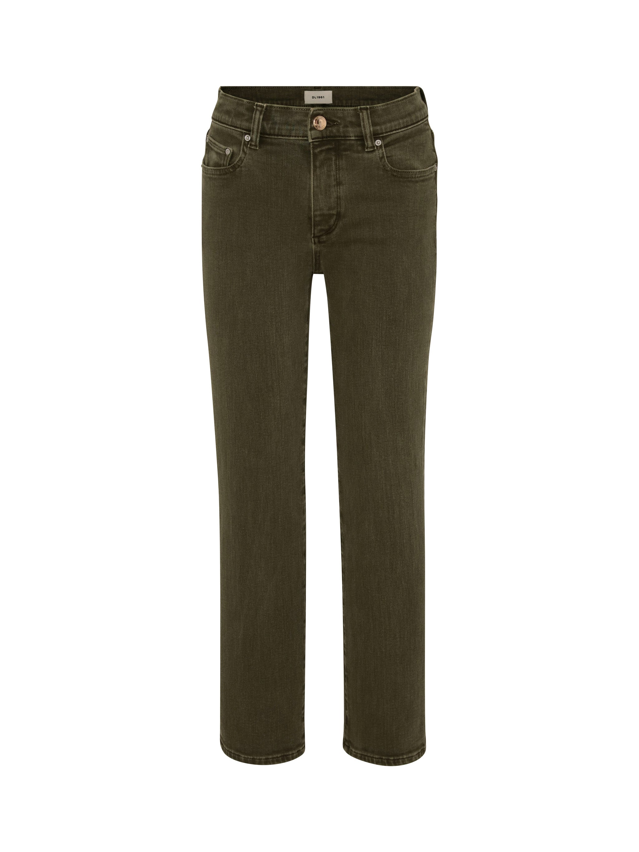 Mara Straight jeans in Pine, ghost-mannequin product shot on white, front view.