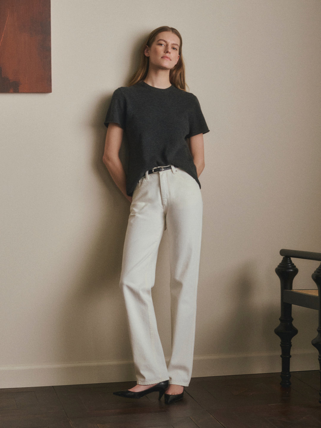 Cashmere Knit Tee | Charcoal