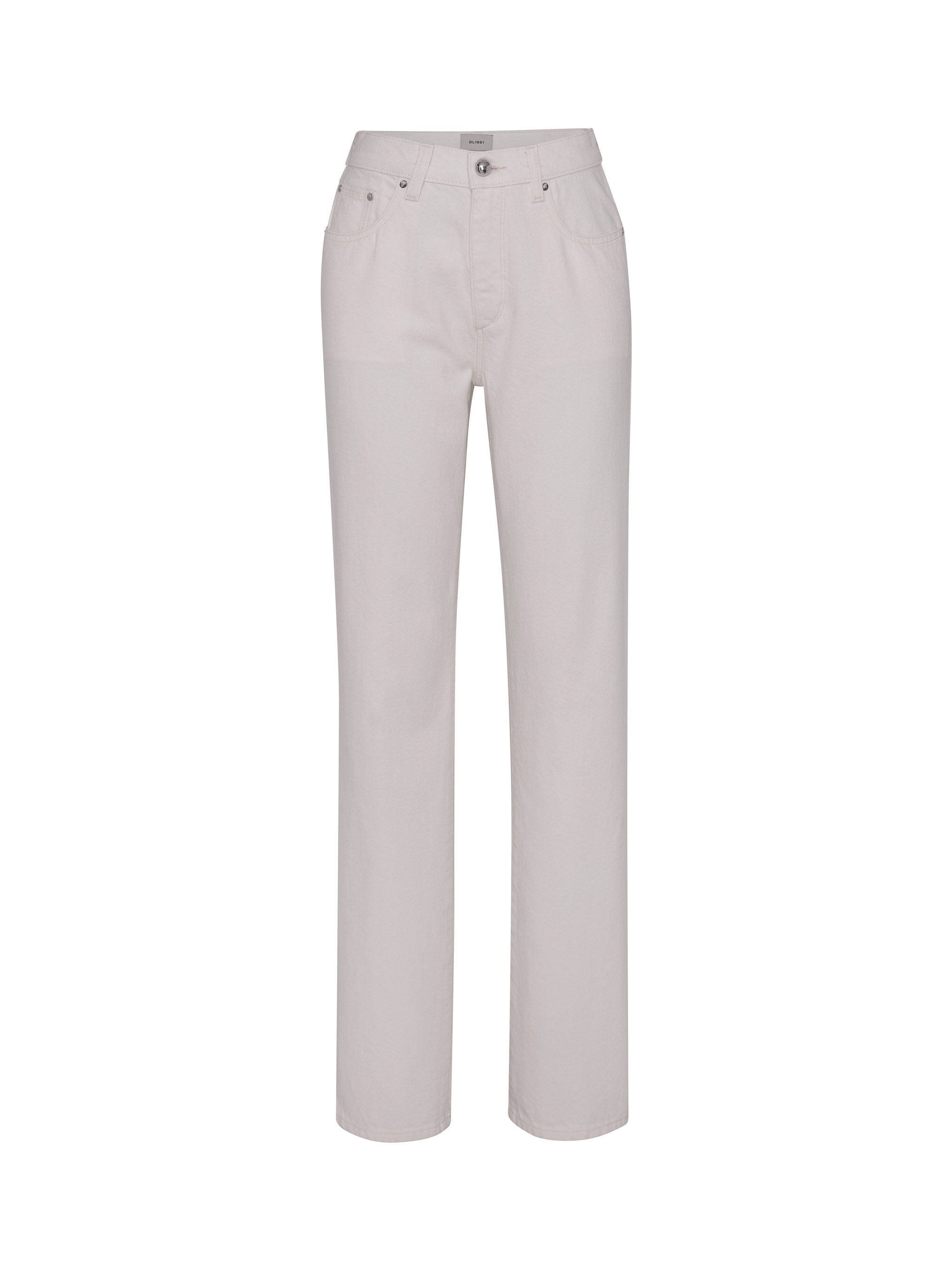 Cate Slim Leg jeans in Eggshell, ghost-mannequin product shot on white, front view.