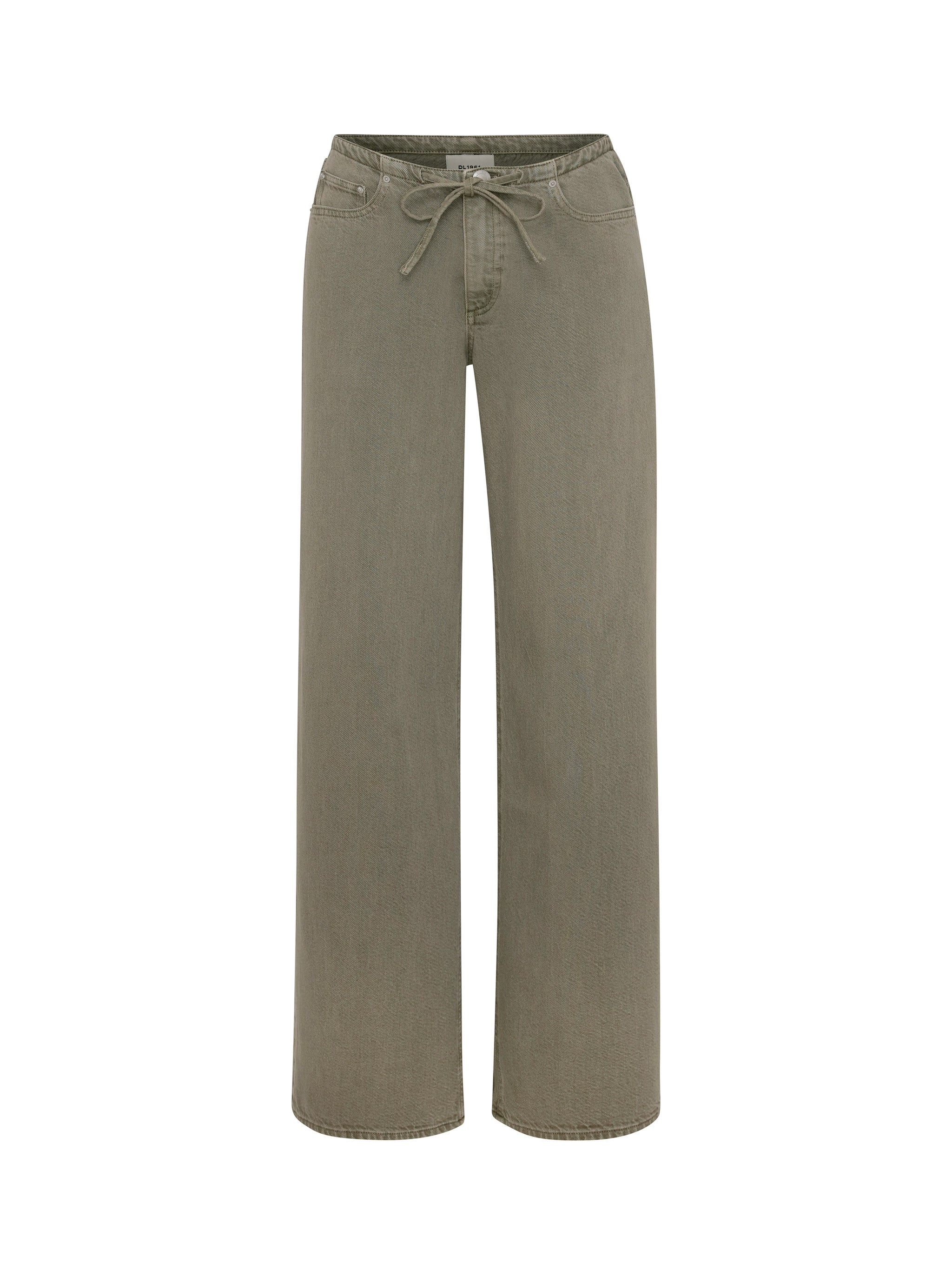 Sienna Low-Slung Wide Leg jeans in Clover Aura, ghost-mannequin product shot on white, front.