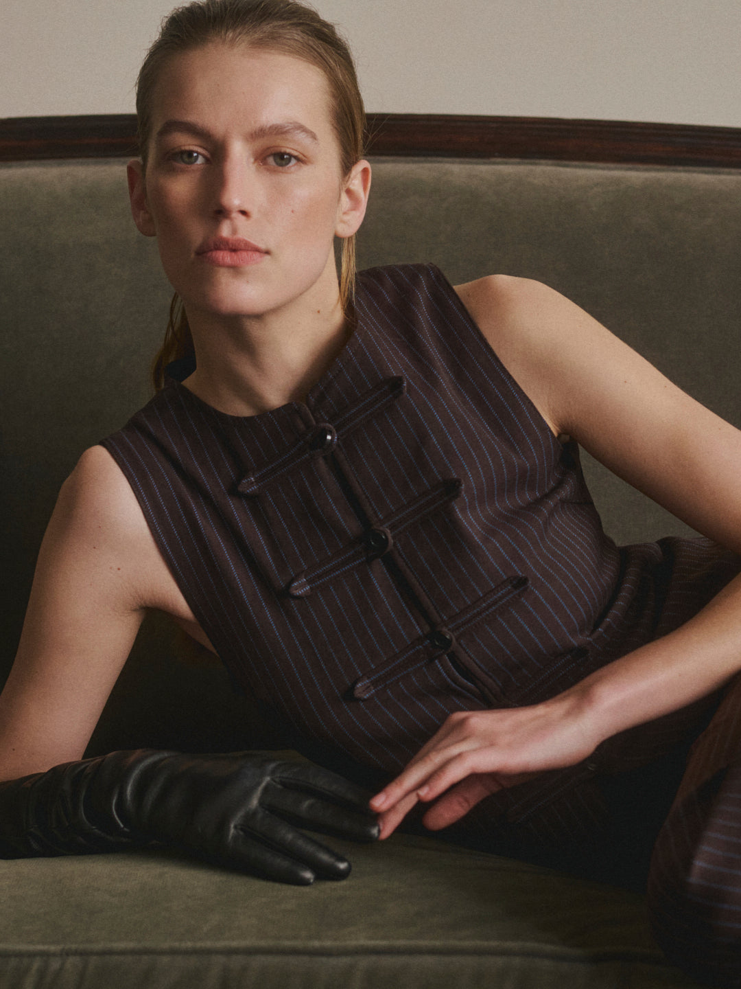 Amalie Top | Brown/Blue Stripe