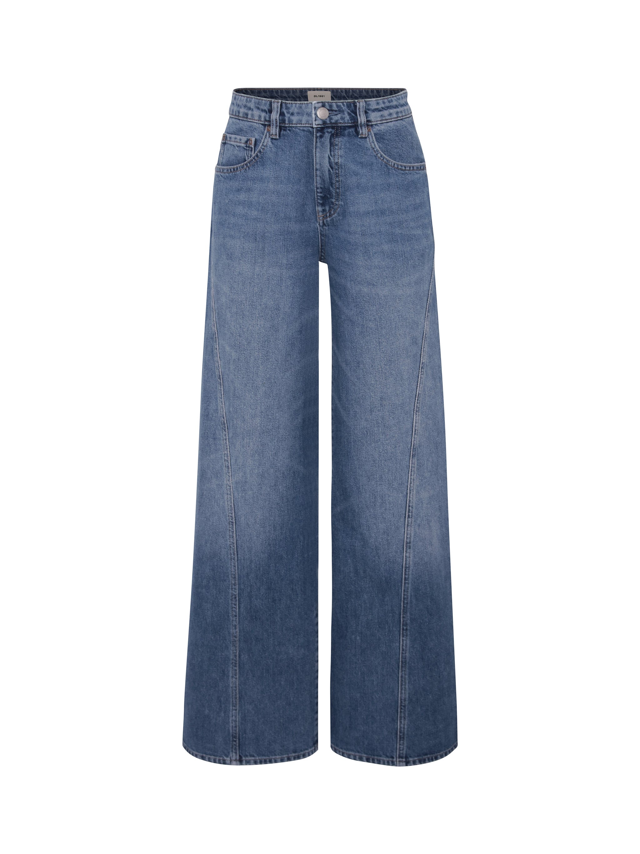Alex Baggy Wide Leg jeans in Authentic, ghost-mannequin product shot on white, front view.