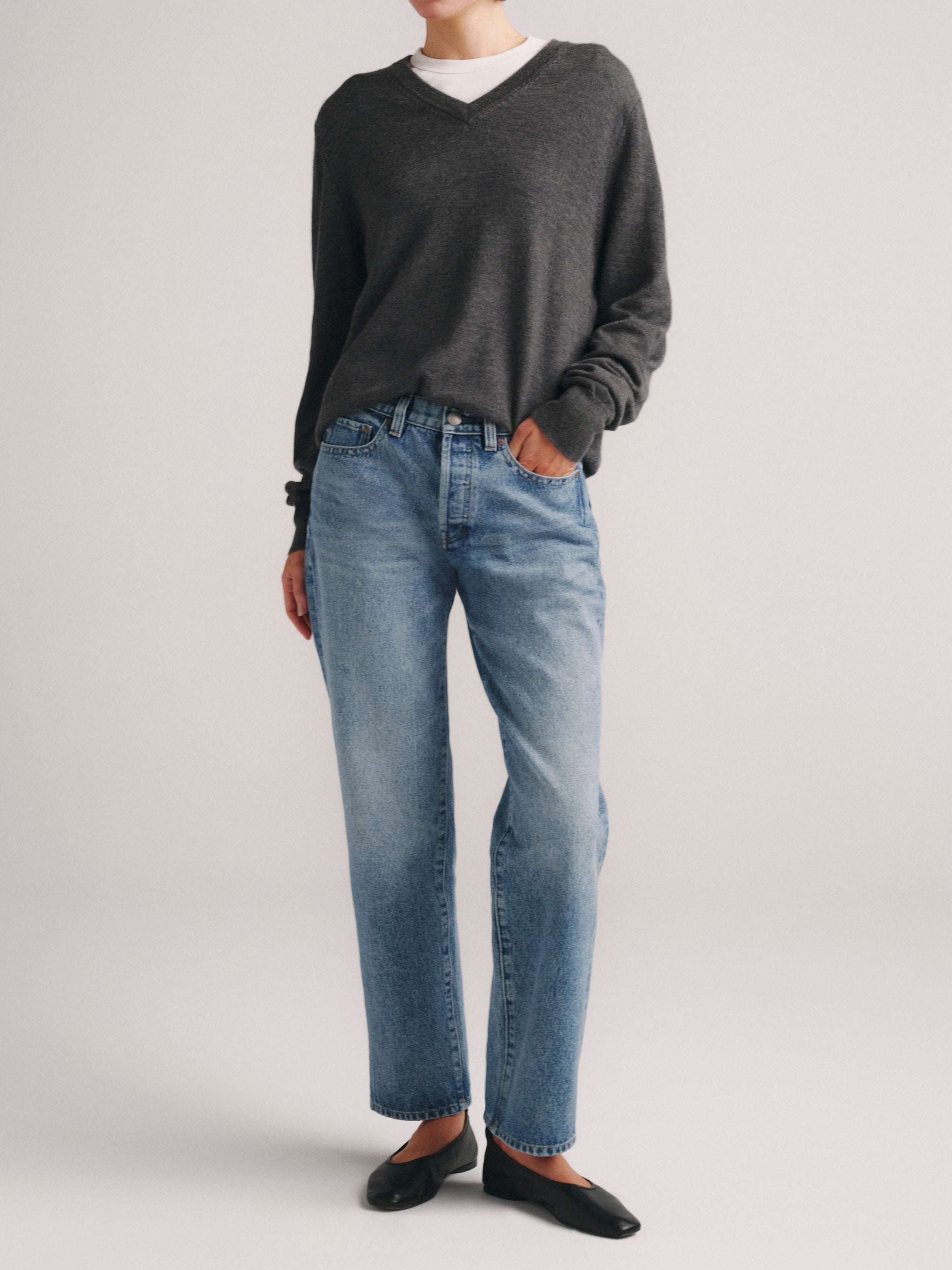 DL1961 x Olympia Slim Straight Jeans in Greece — front view