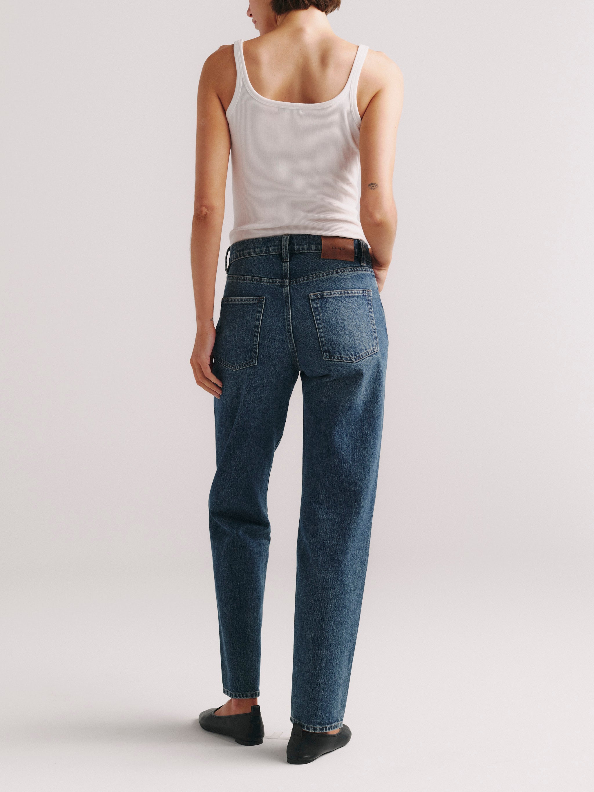 DL1961 x Olympia Slim Straight Jeans in Royal — back view