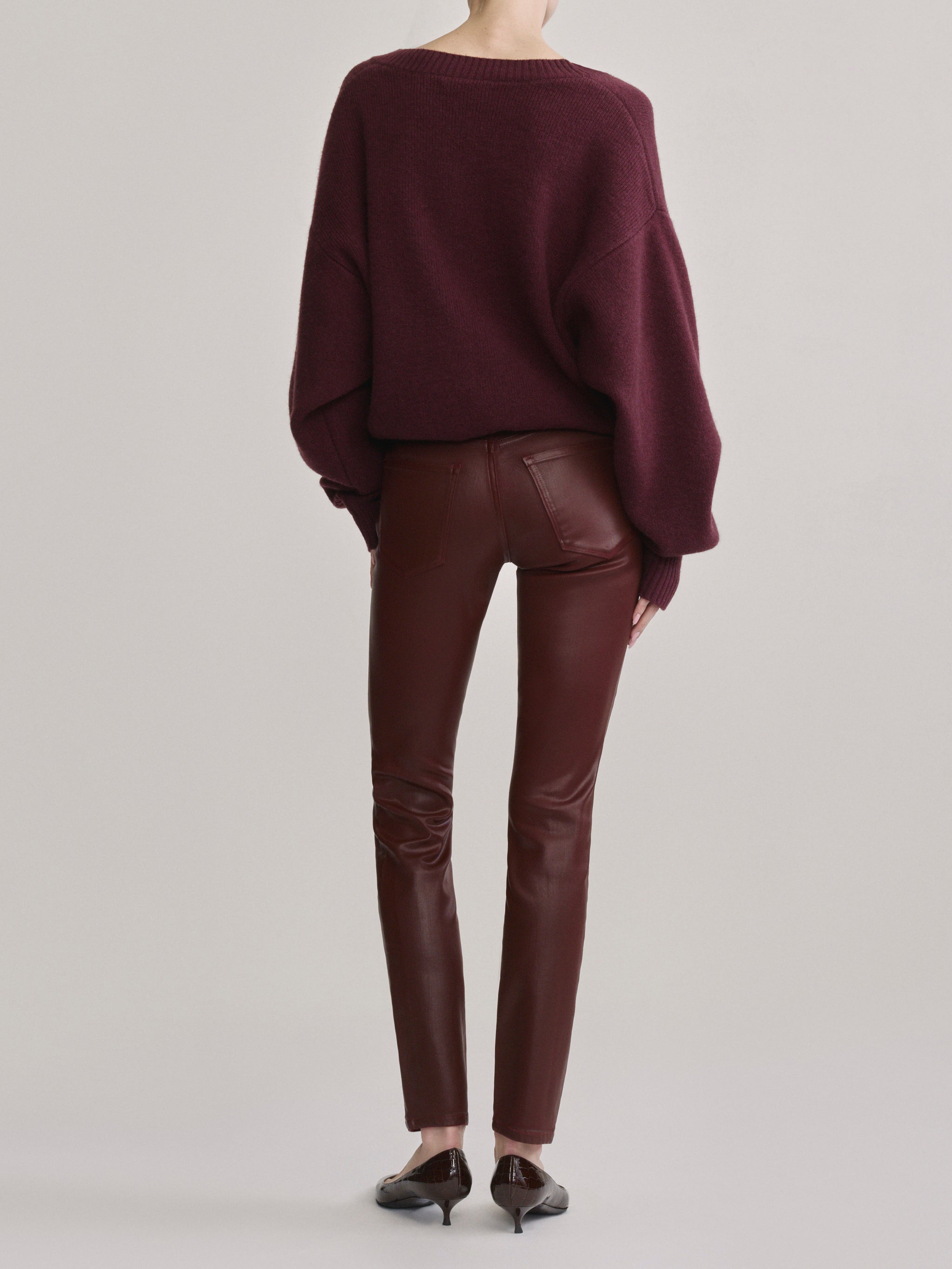 Robbie Oversized V-Neck Sweater | Bordeaux