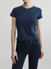 Shrunken V-Neck Tee | Navy
