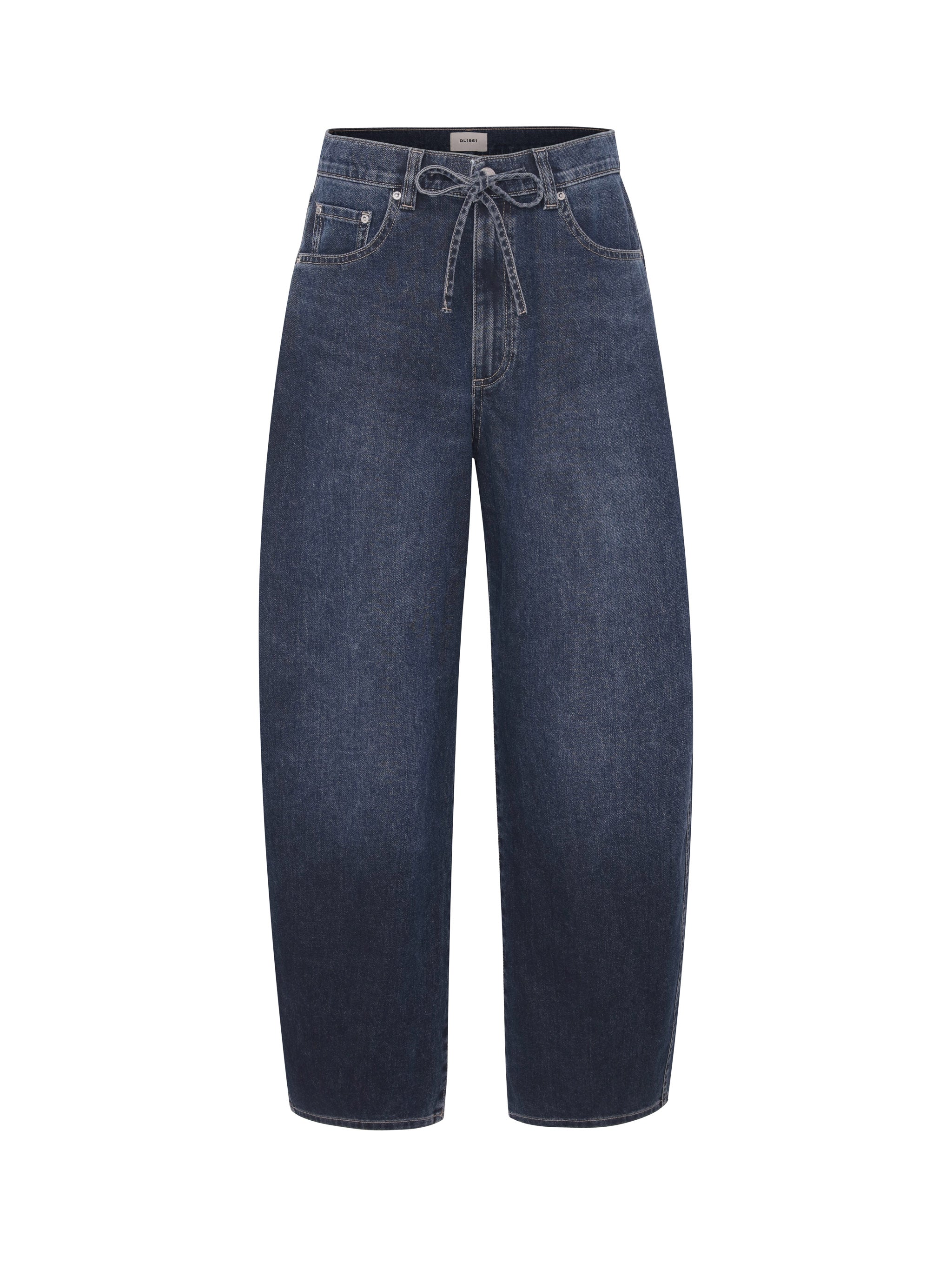 Taylor Relaxed Barrel jeans in Jazz Aura, ghost-mannequin product shot on white, front view.