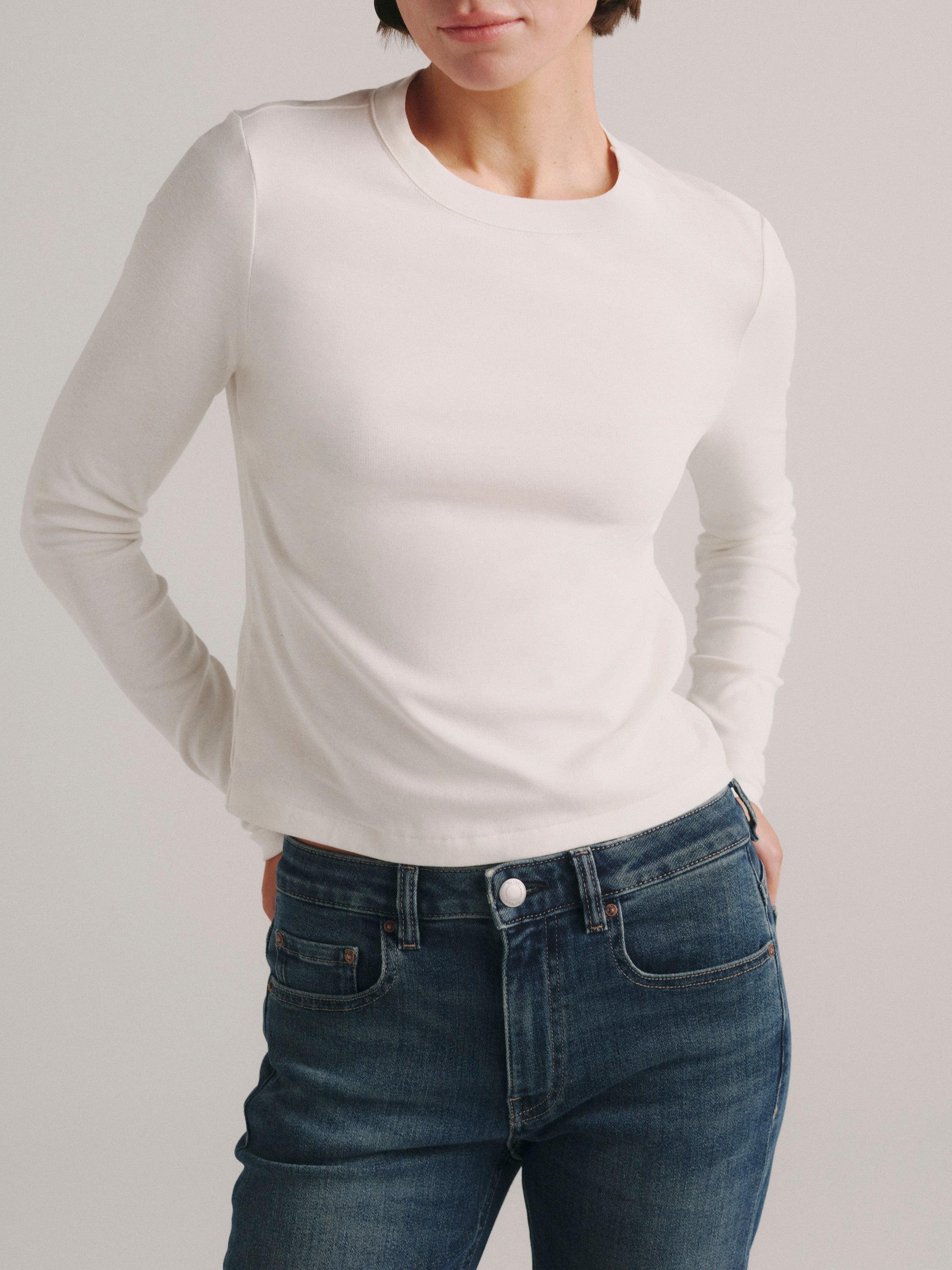 Shrunken Tee Long Sleeve | White