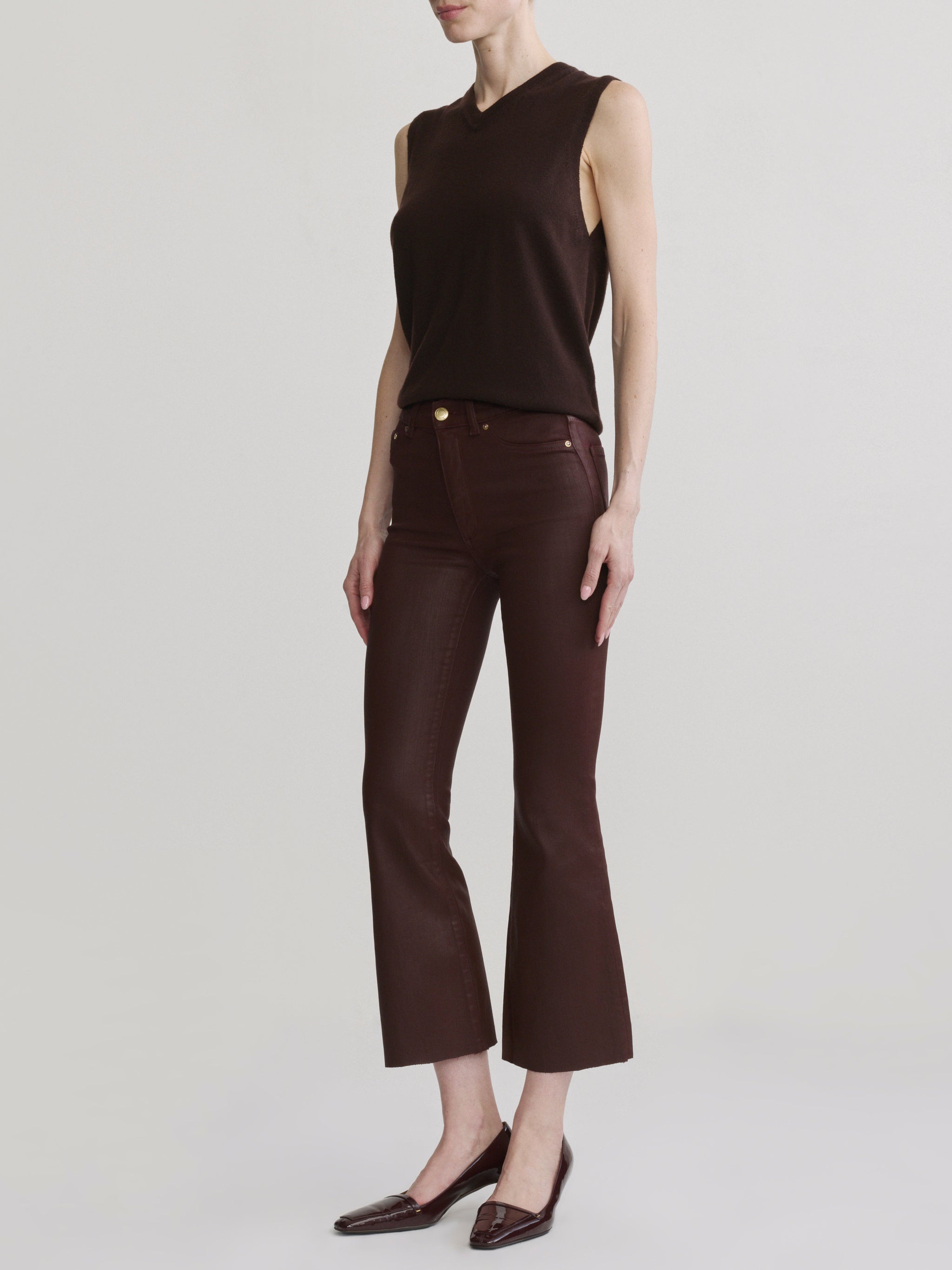 Bridget Bootcut High Rise Instasculpt™ Crop Jeans | Vin Rouge Coated