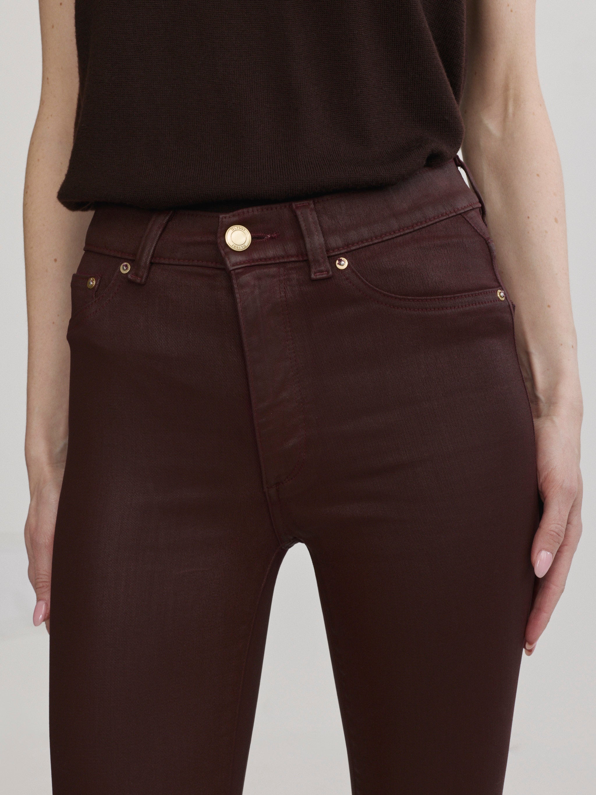 Bridget Bootcut High Rise Instasculpt™ Crop Jeans | Vin Rouge Coated