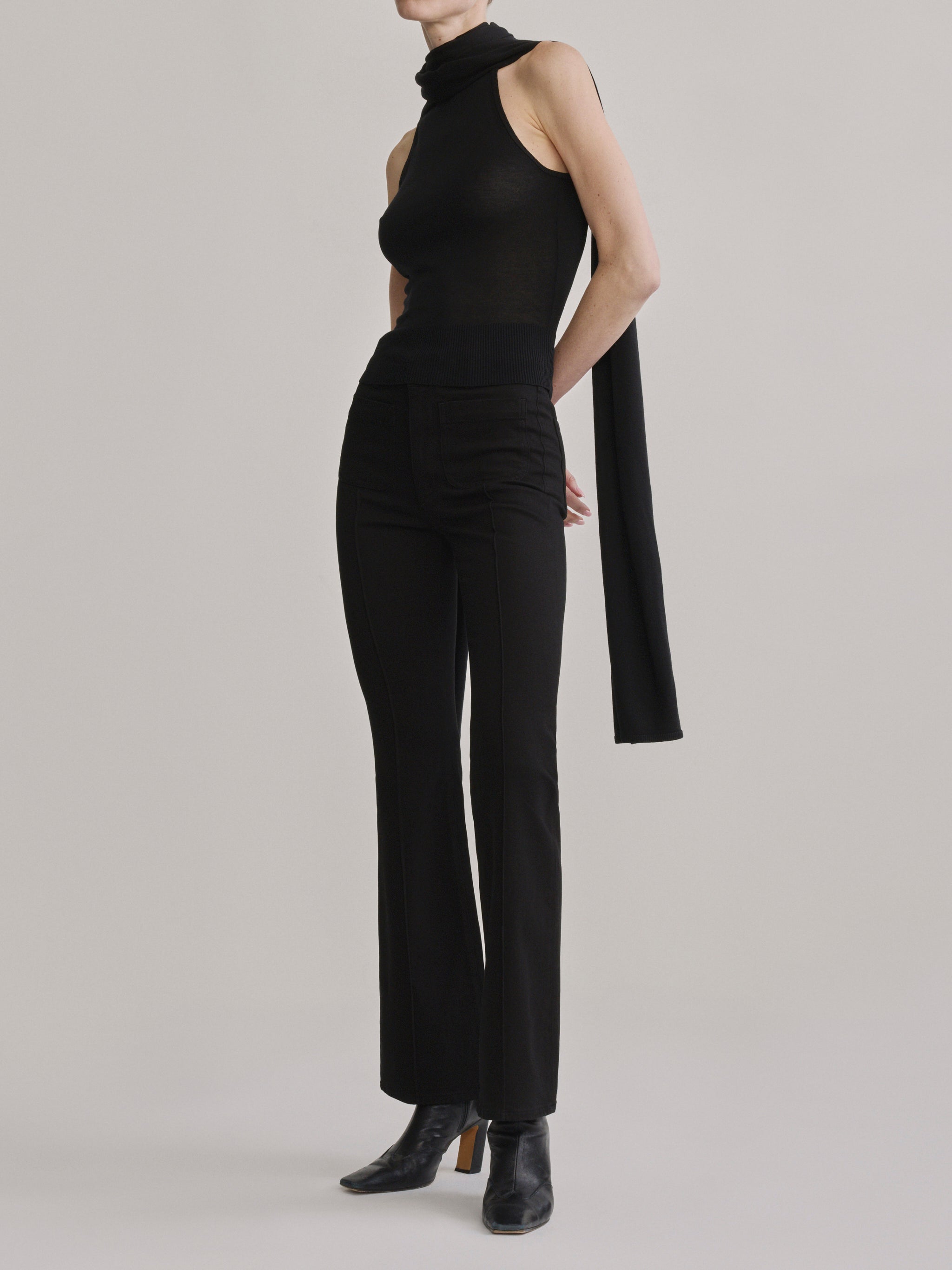 Scarf Tie Top | Black