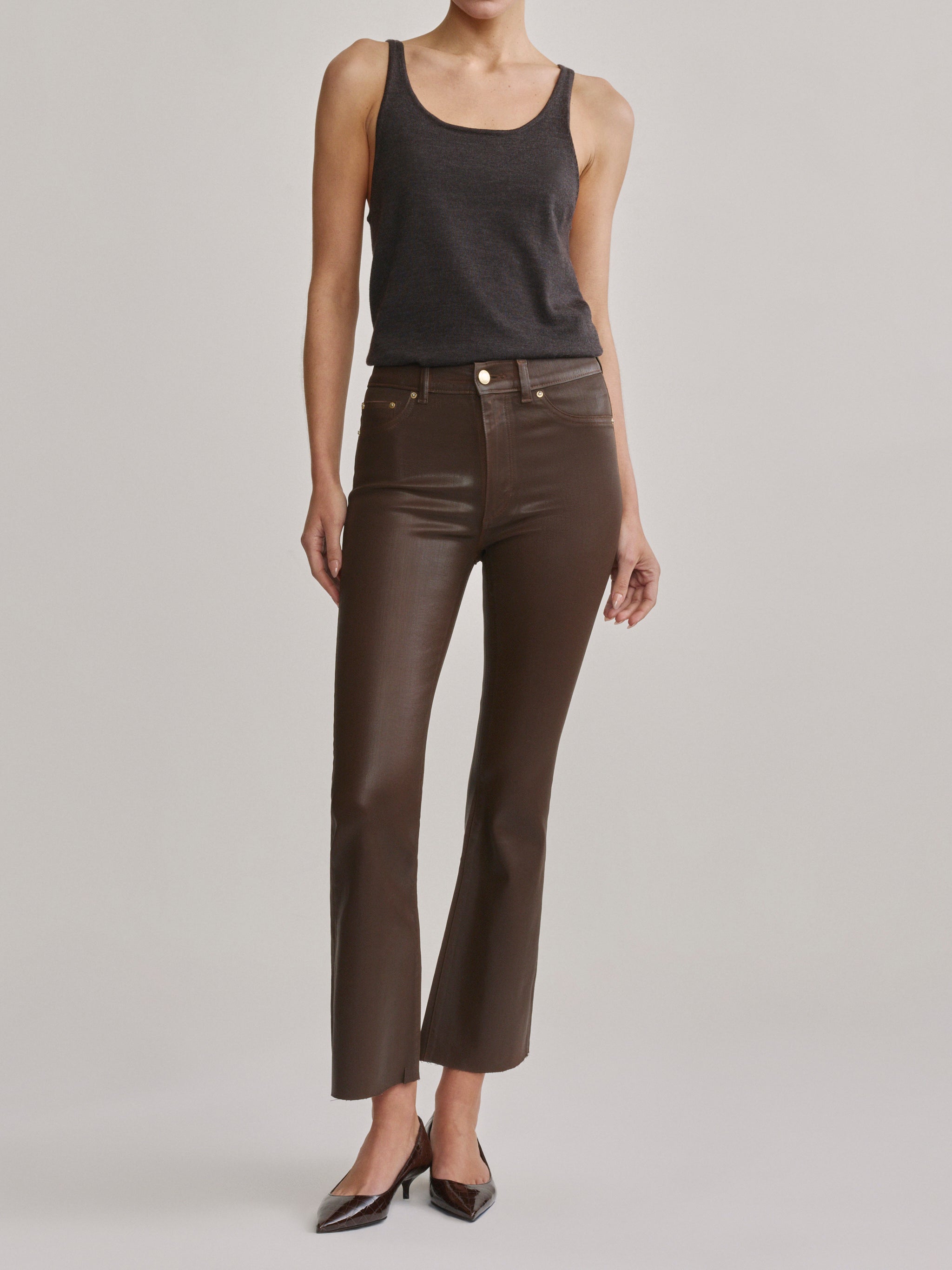 Bridget Bootcut High Rise Instasculpt™ Crop Jeans | Brownstone Coated
