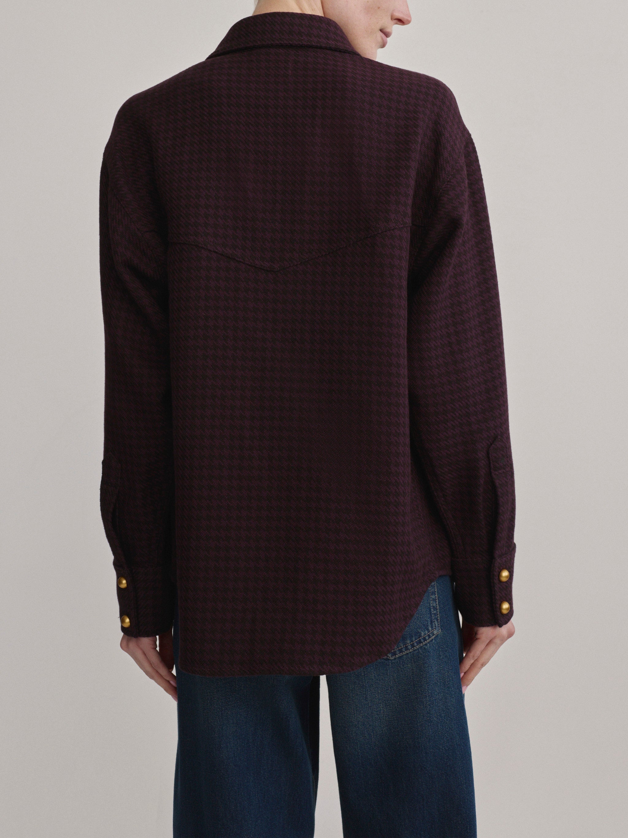 Addison Overshirt | Malbec Houndstooth